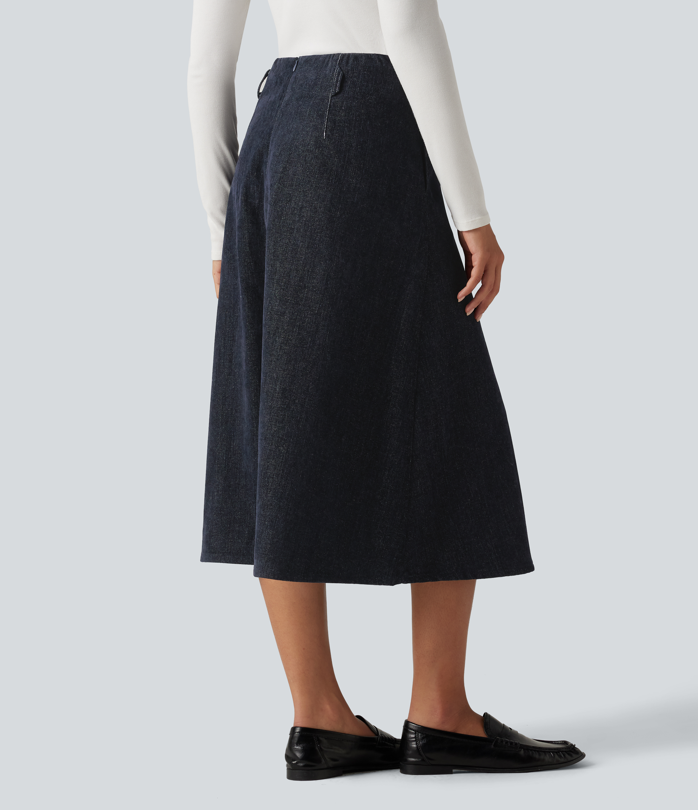 Seaborne High Waisted A Line Midi Work Skirt with Pockets / 2