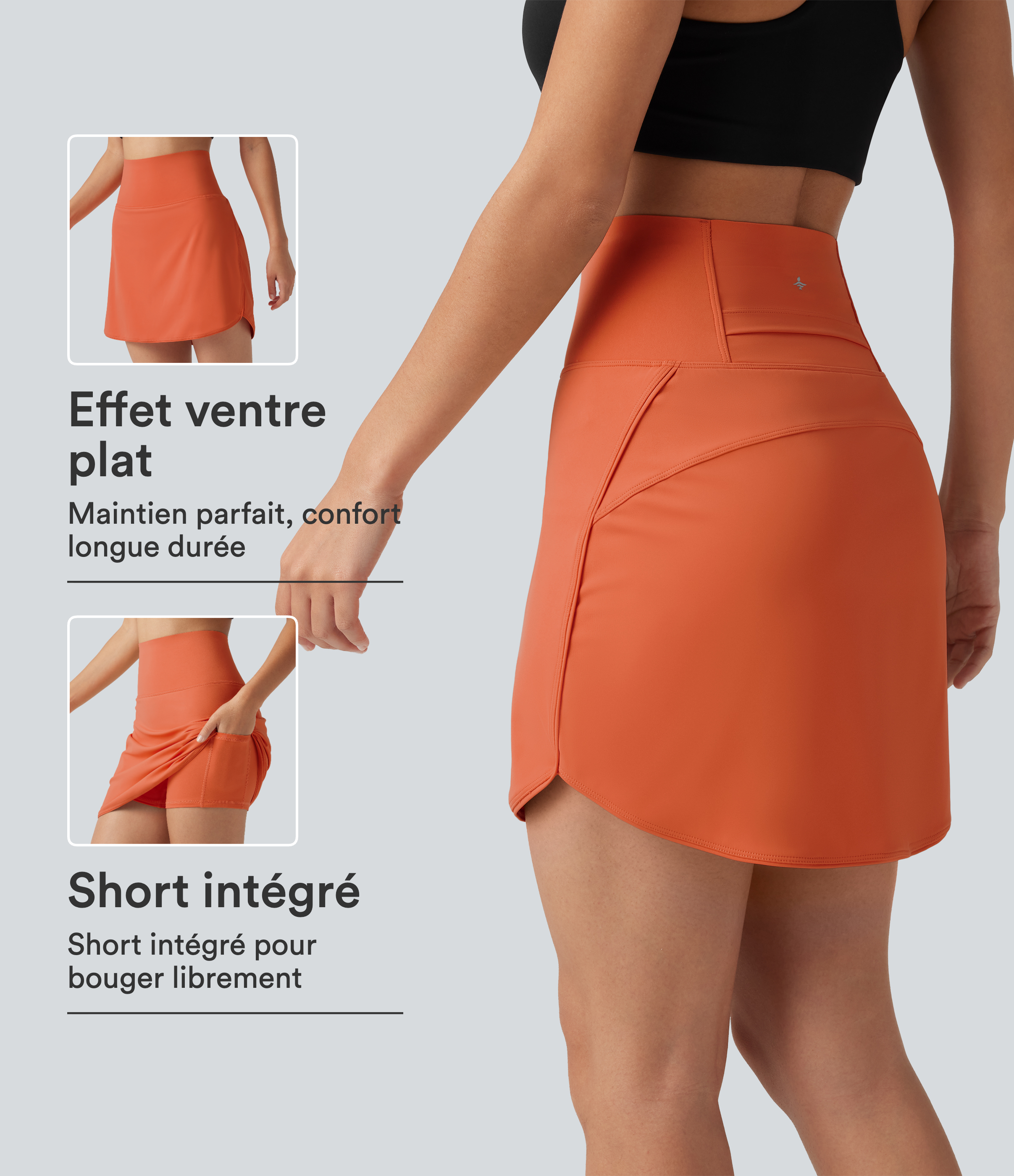 Jupe-short de golf mini SoftlyZero™ Airy effet frais InstantCool taille très haute gainante à ourlet arrondi avec poches, longueur allongée