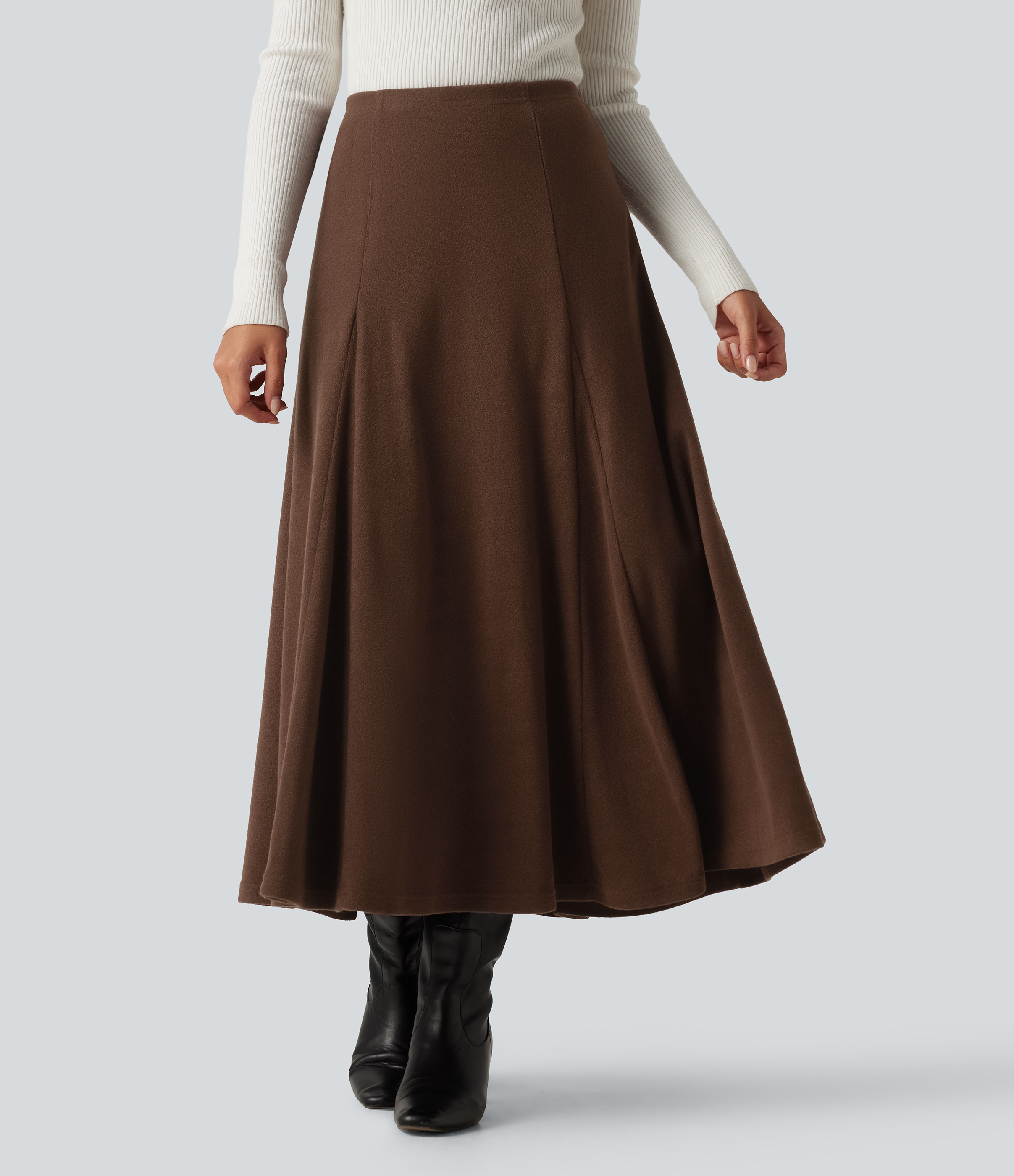 High Waisted A-Line Maxi Casual Skirt