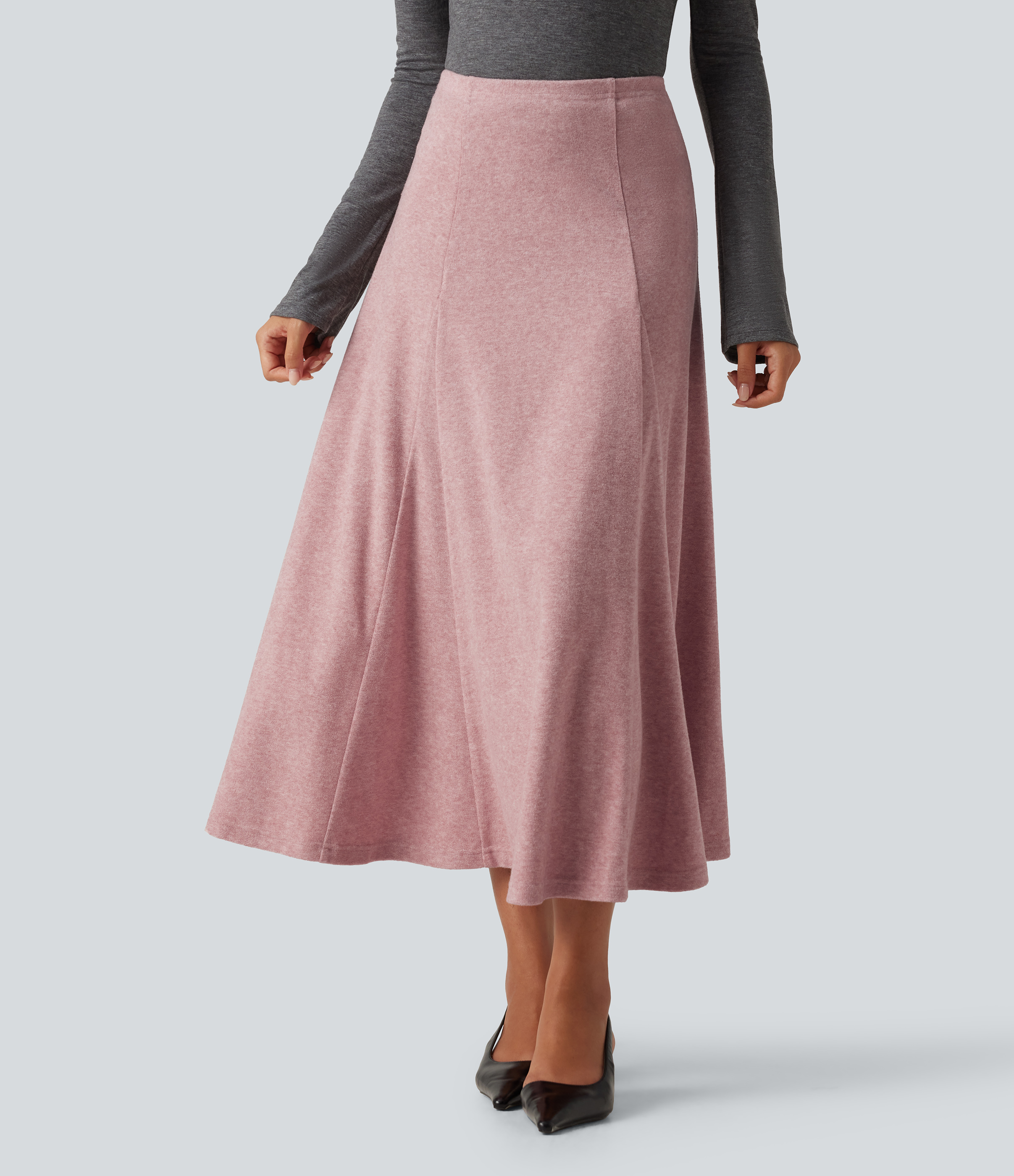 High Waisted A-Line Maxi Casual Skirt
