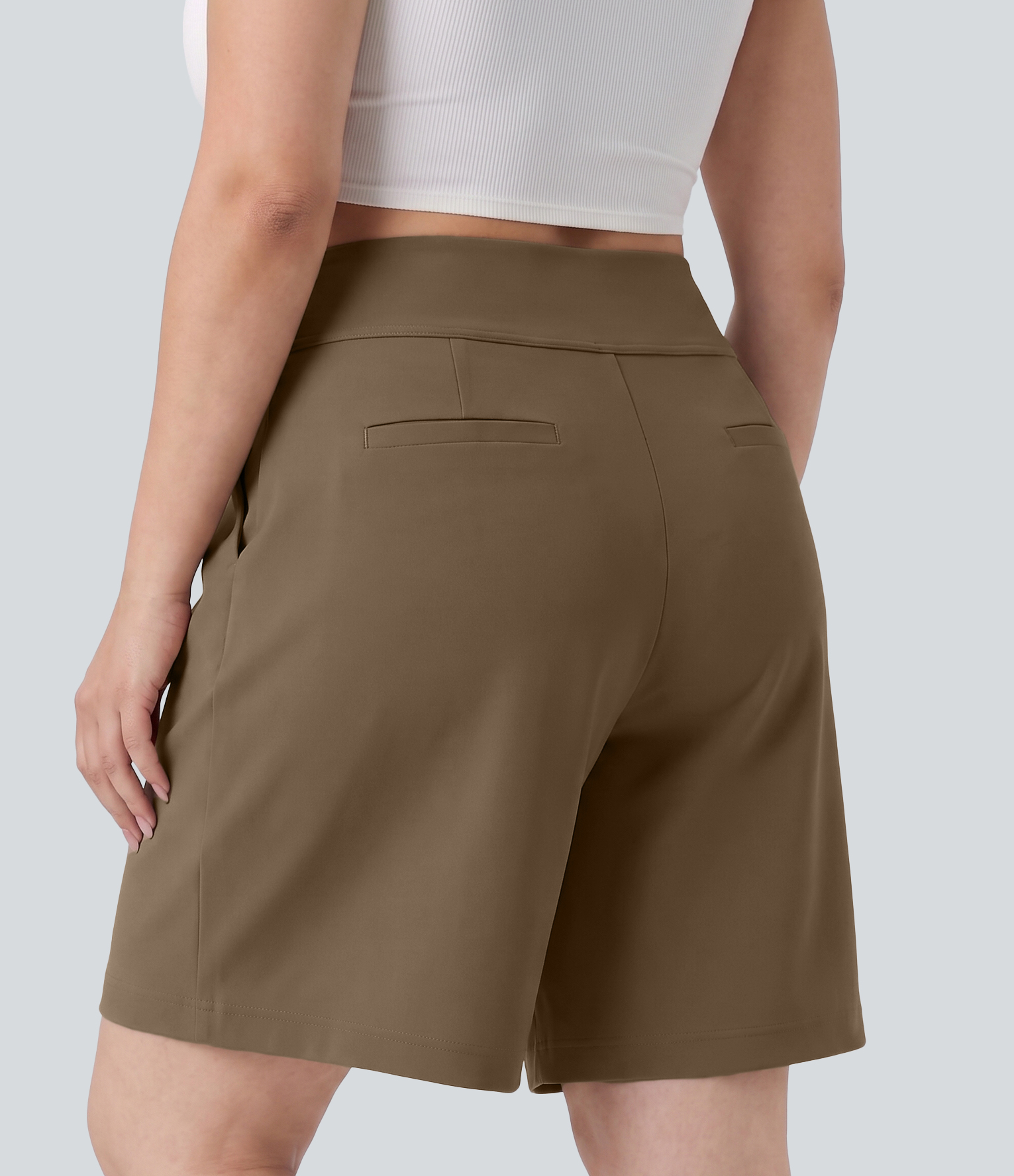 Sepia Plus Size DayStretch High Waisted Pleated Work Bermuda Shorts 10'' with Pockets / 2