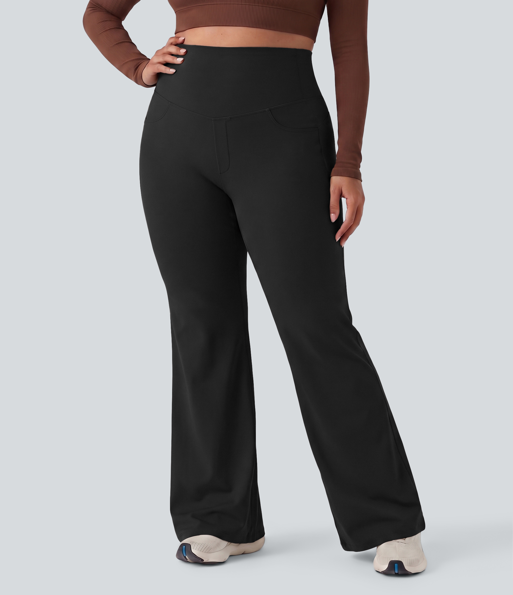 Plus Size DayStretch High Waisted Tummy Control Wide Leg Baggy Yoga Pants with Pockets