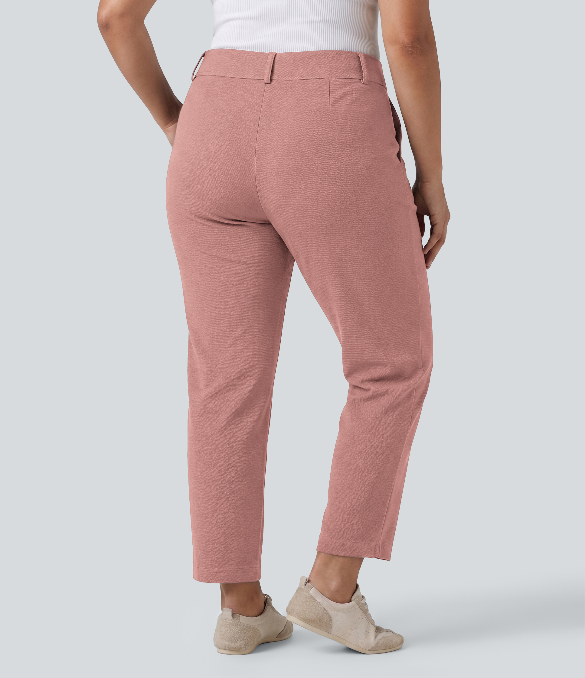 Rose Tan Halara Flex™ Waffel-Arbeitshose in großen Größen – hoher Bund, schmal zulaufende Passform, mit Taschen / 2
