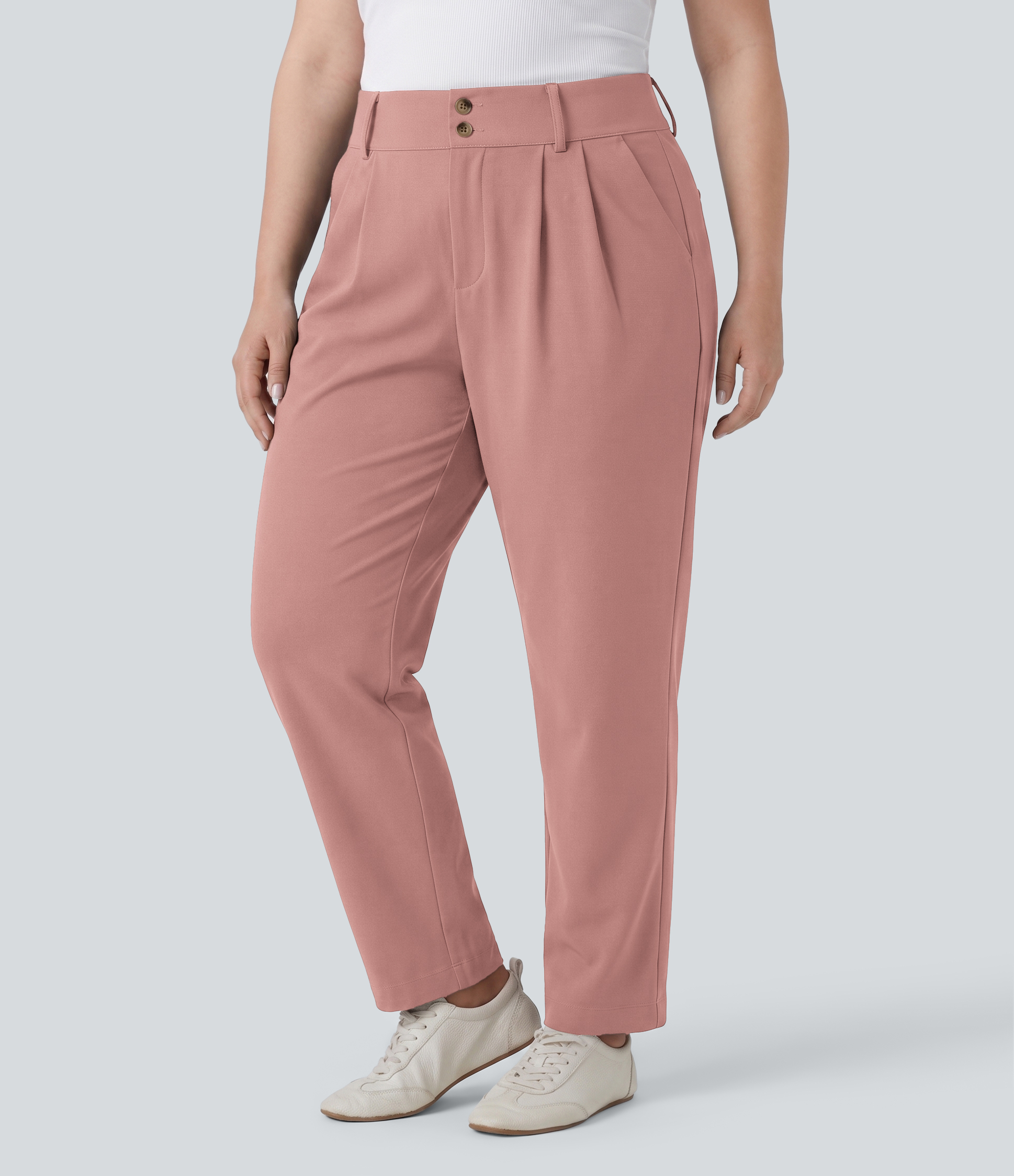 Pantalon de travail gaufré Halara Flex™ grande taille, taille haute, coupe fuselée, avec poches