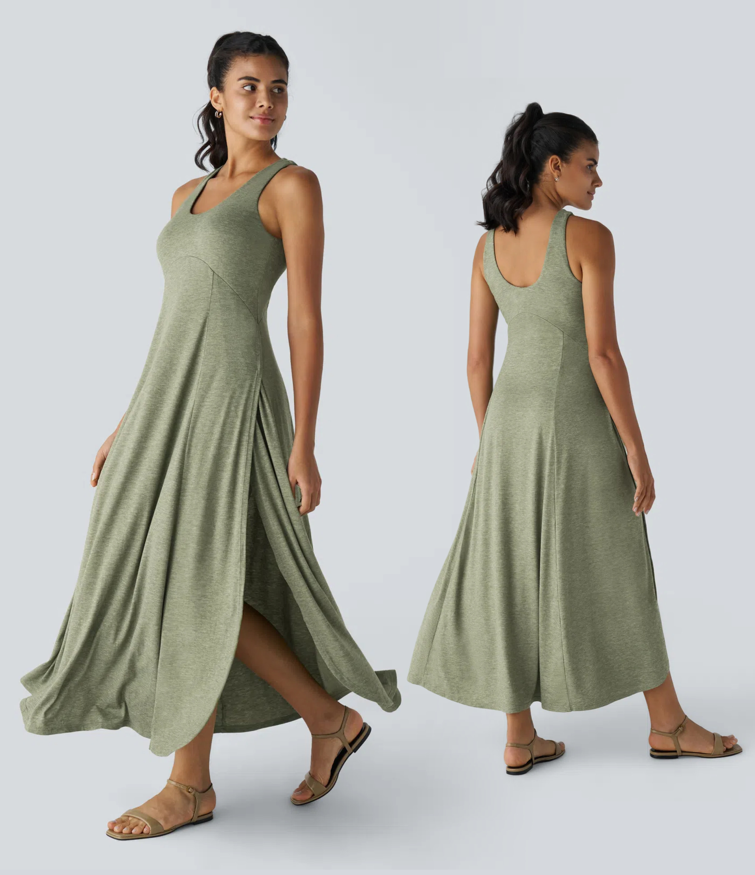 U Neck Flowy Maxi Casual Tank Dress