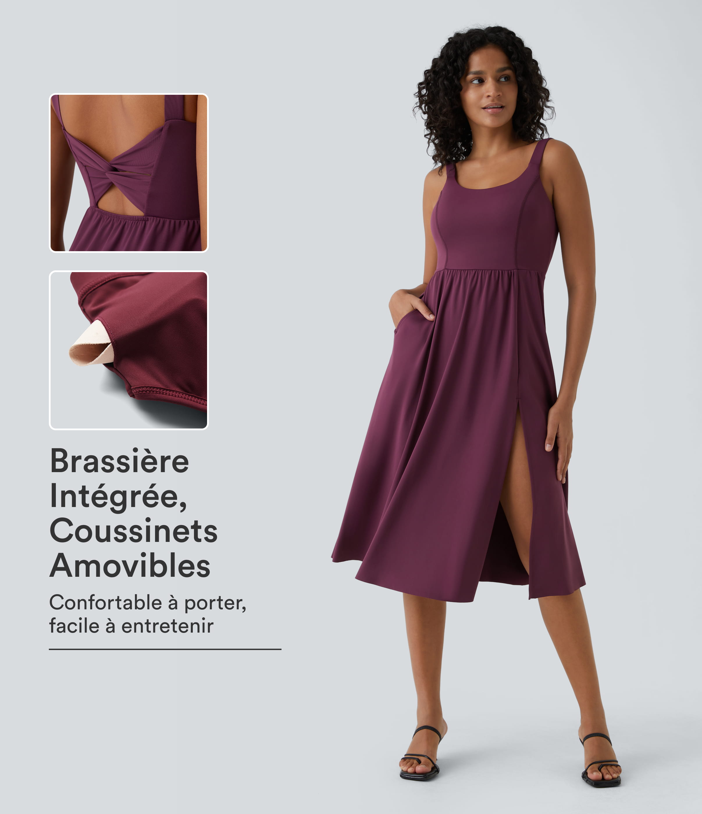 Robe décontractée mi-longue rembourrée A-D