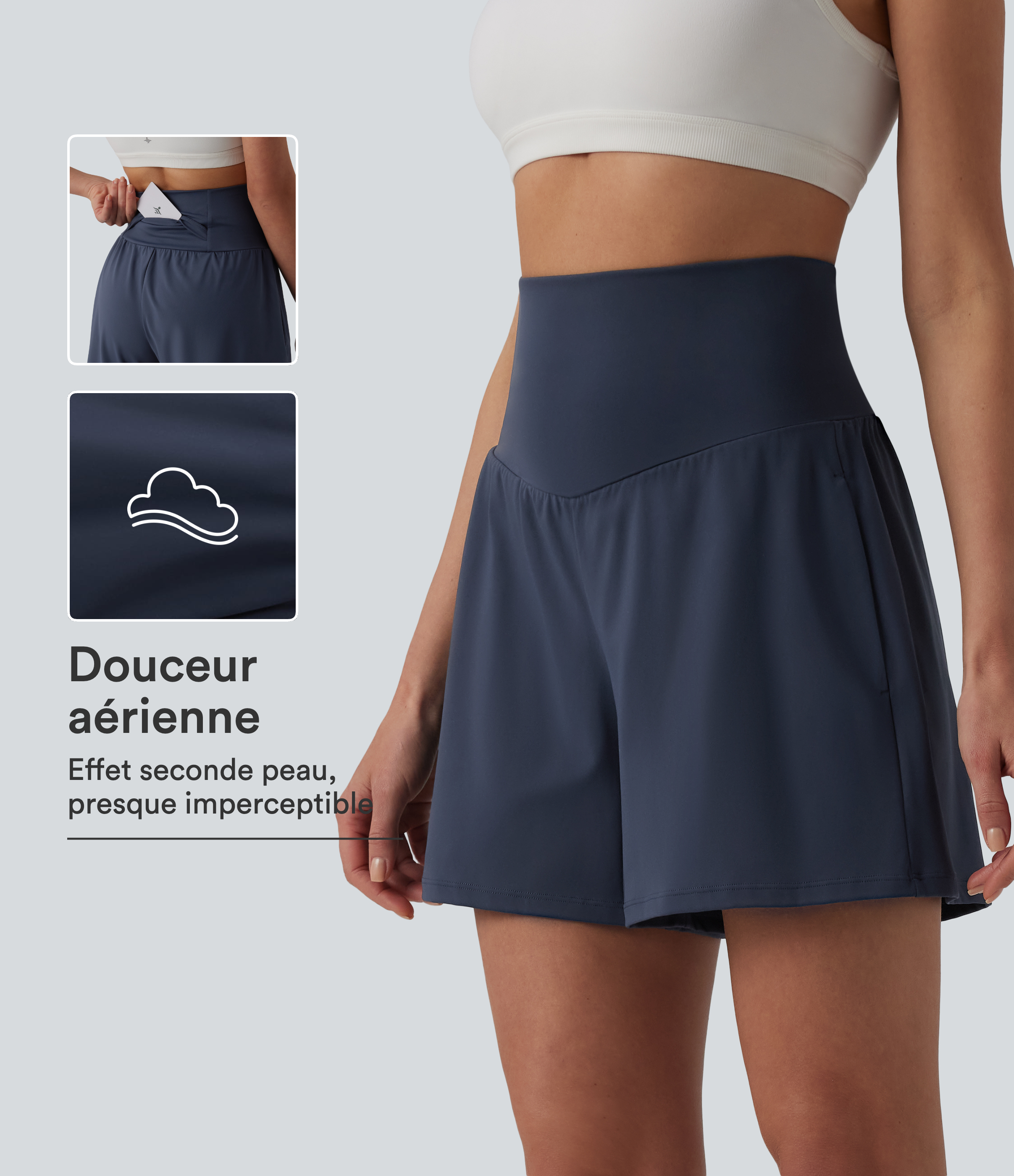 Short de yoga SoftlyZero™ Airy taille haute effet frais InstantCool avec poches 12,5 cm