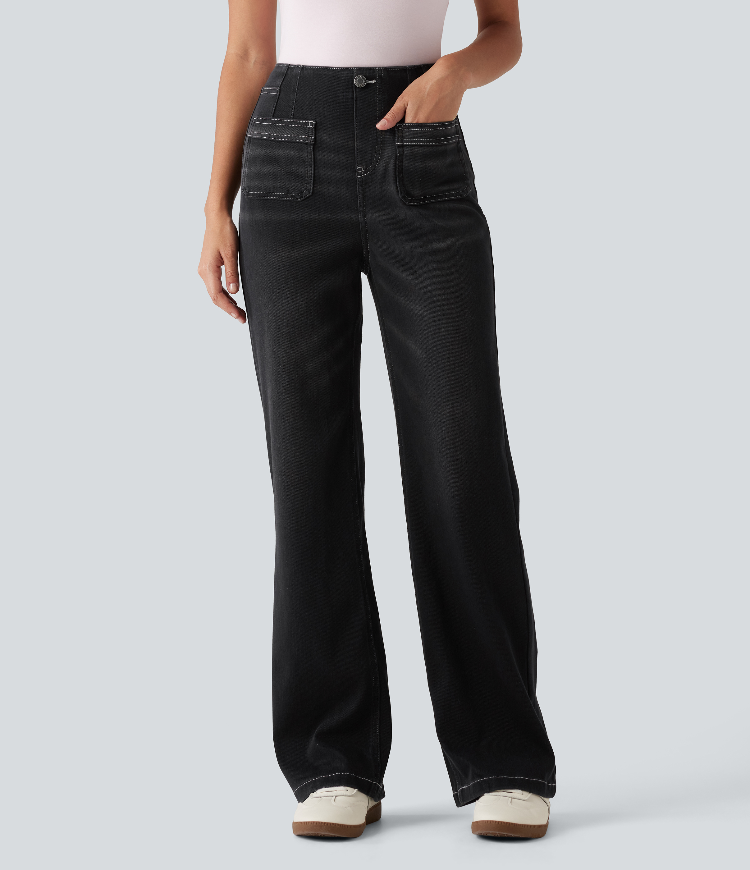 Halara Flex™ High Waisted Straight Leg Casual Jeans with Pockets