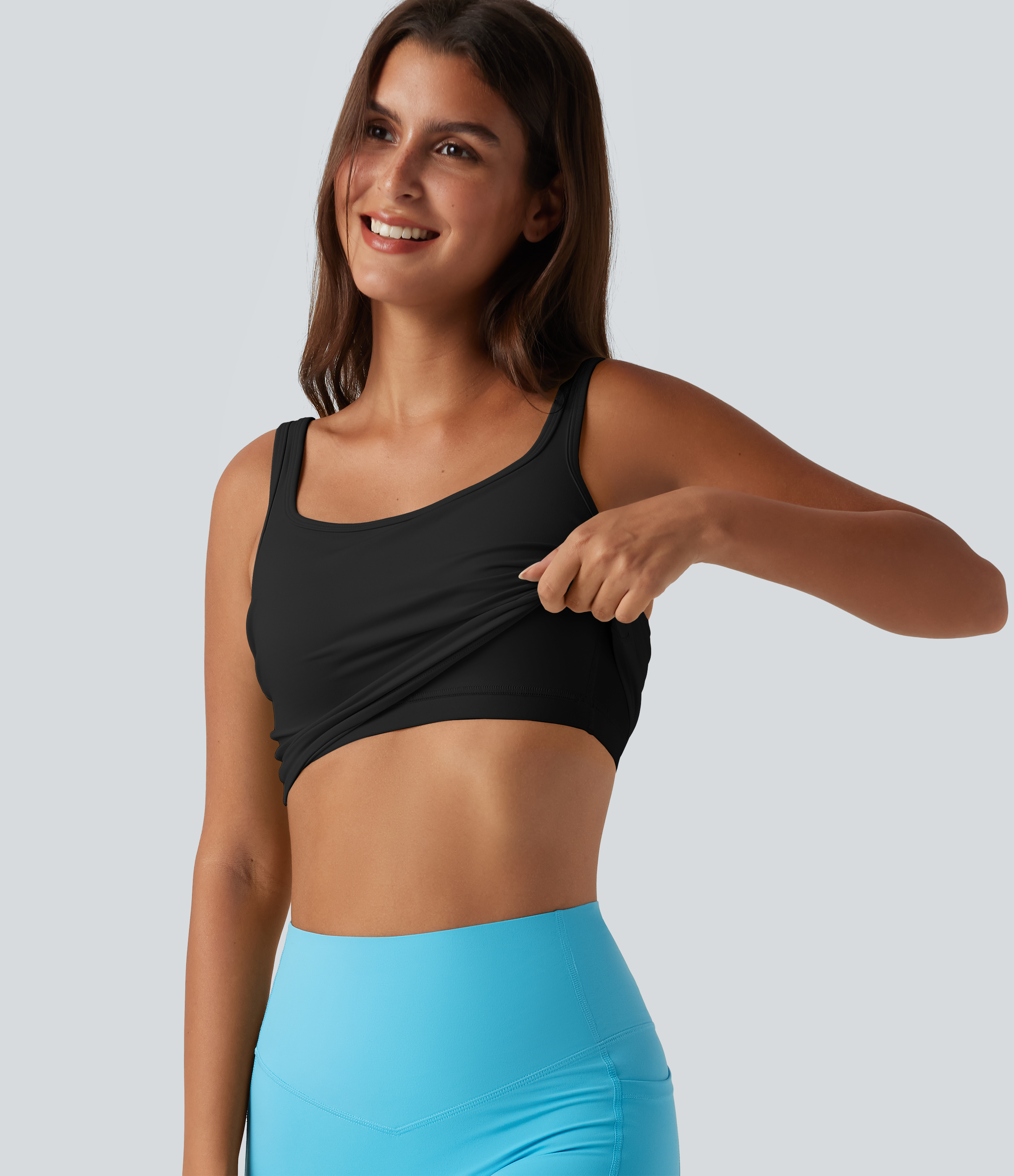 Halara SoftlyZero™ Plush Low Support Molded Spacer Workout Sports Bra  - Black - M push up bra strapless bra backless bra sticky bra
