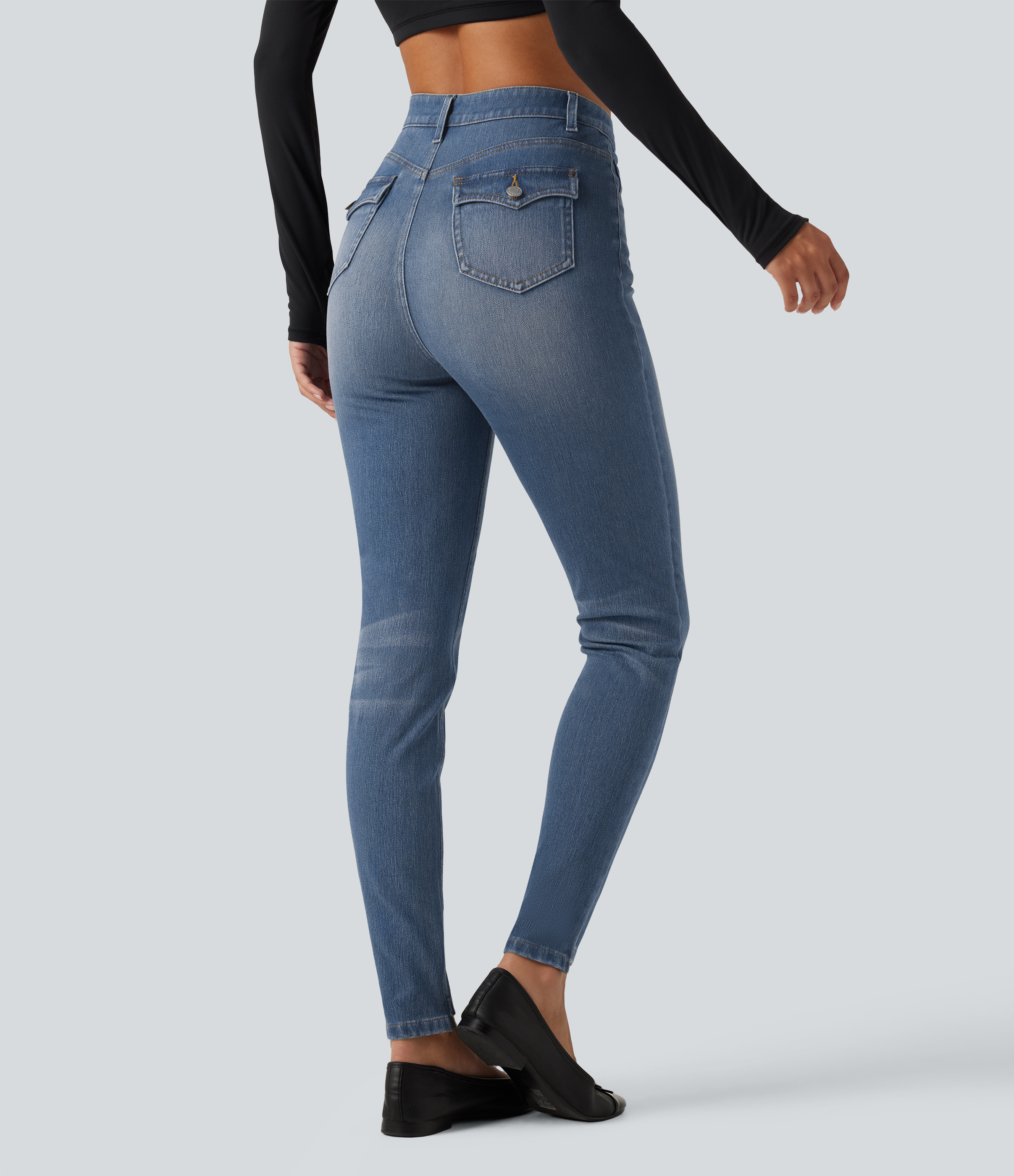 Coronet Blue Denim Halara Flex™ High Waisted Casual Skinny Jeans with Pockets / 2