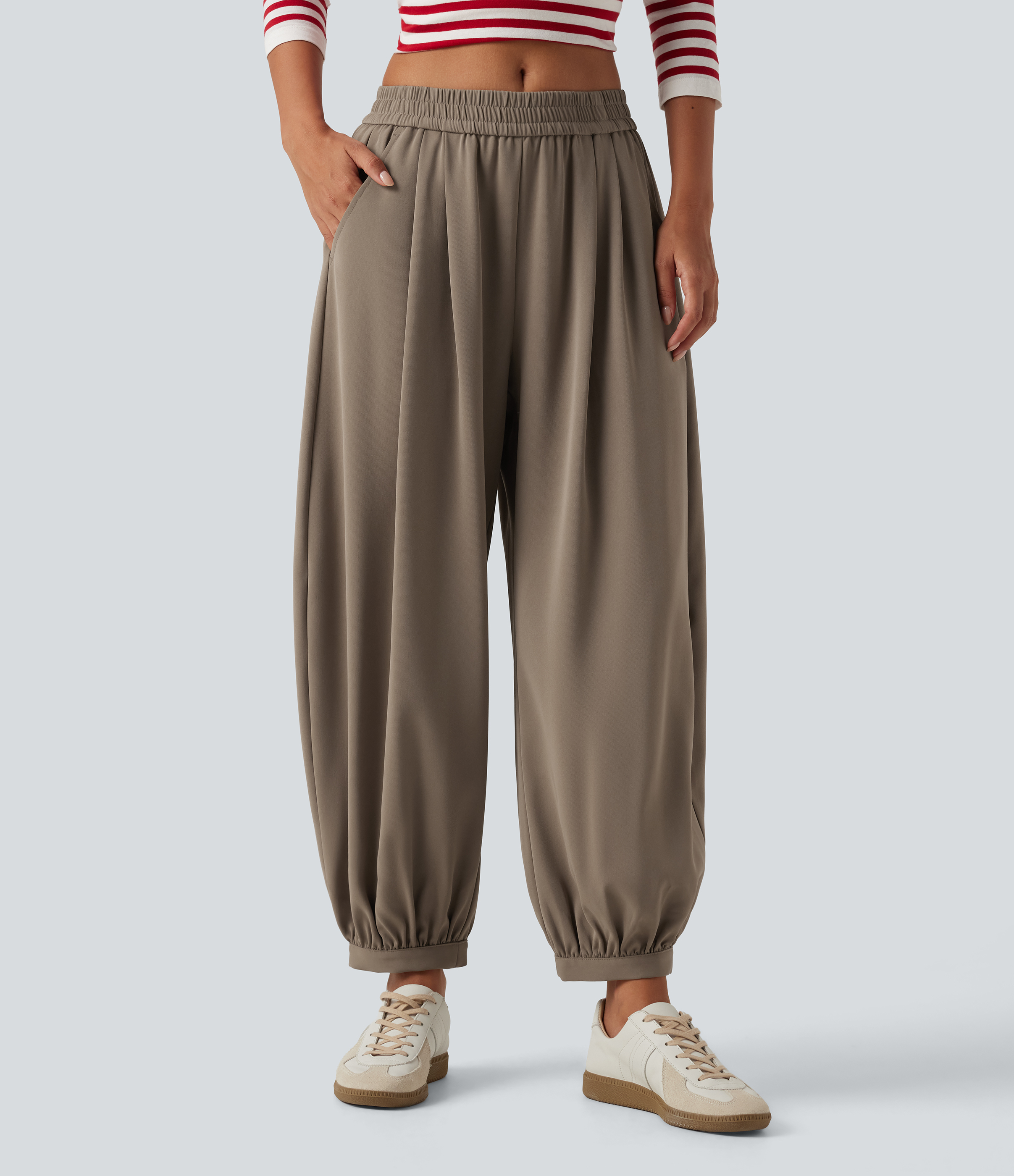 Mid Rise Casual Pants with Pockets