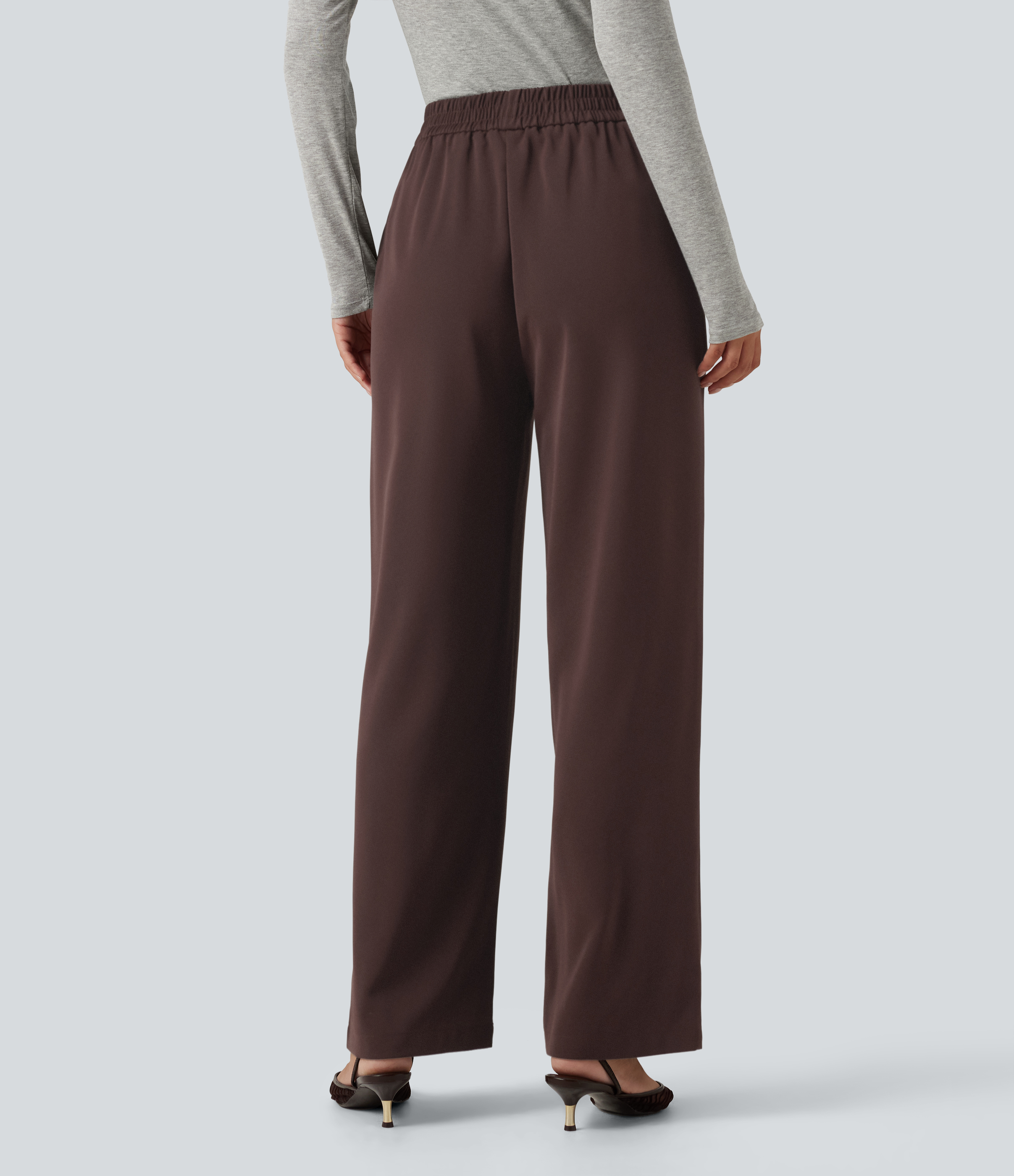 Red Mahogany High Waisted Work Tapered Pants with Pockets / 2