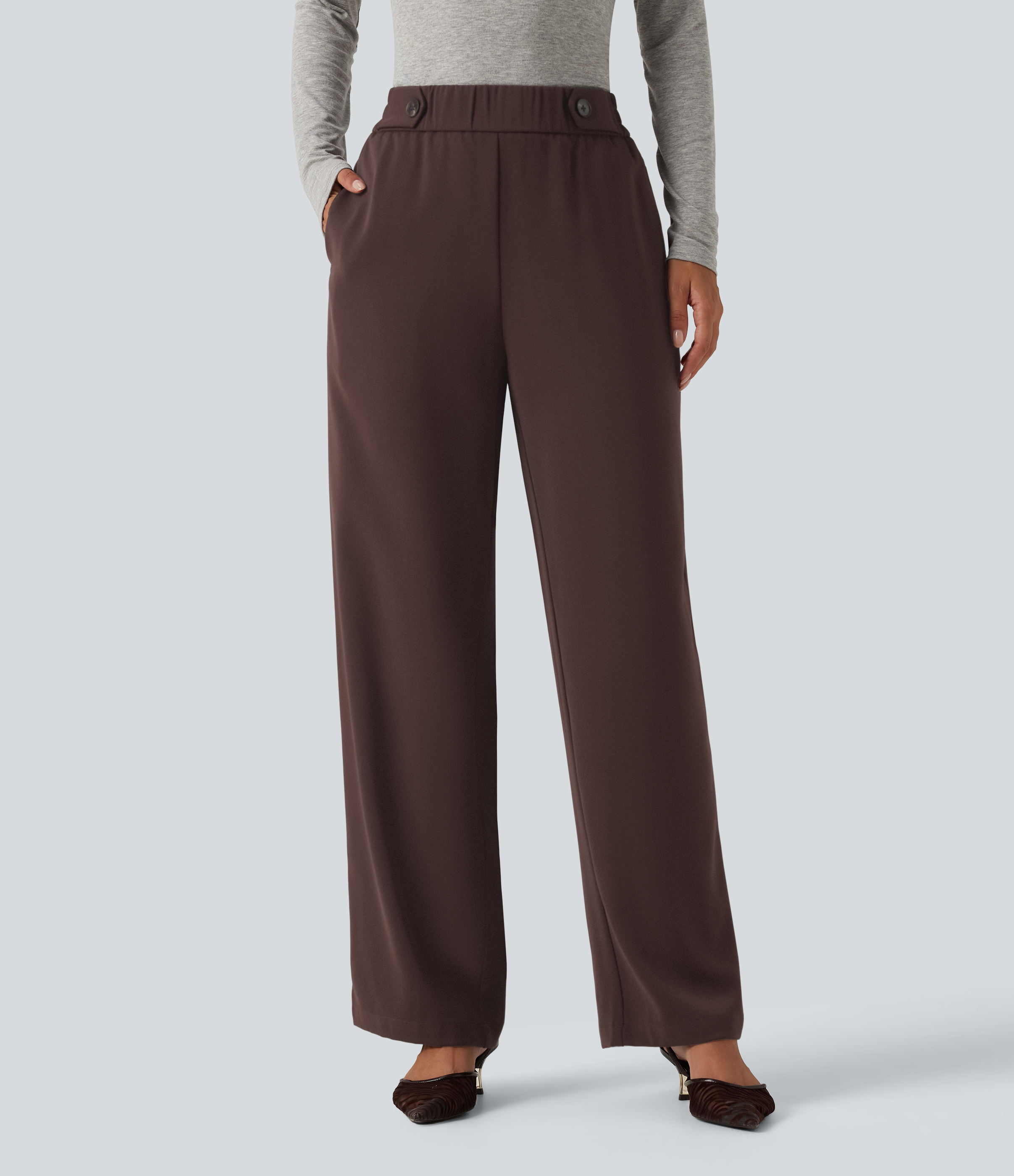 High Waisted Work Tapered Pants with Pockets