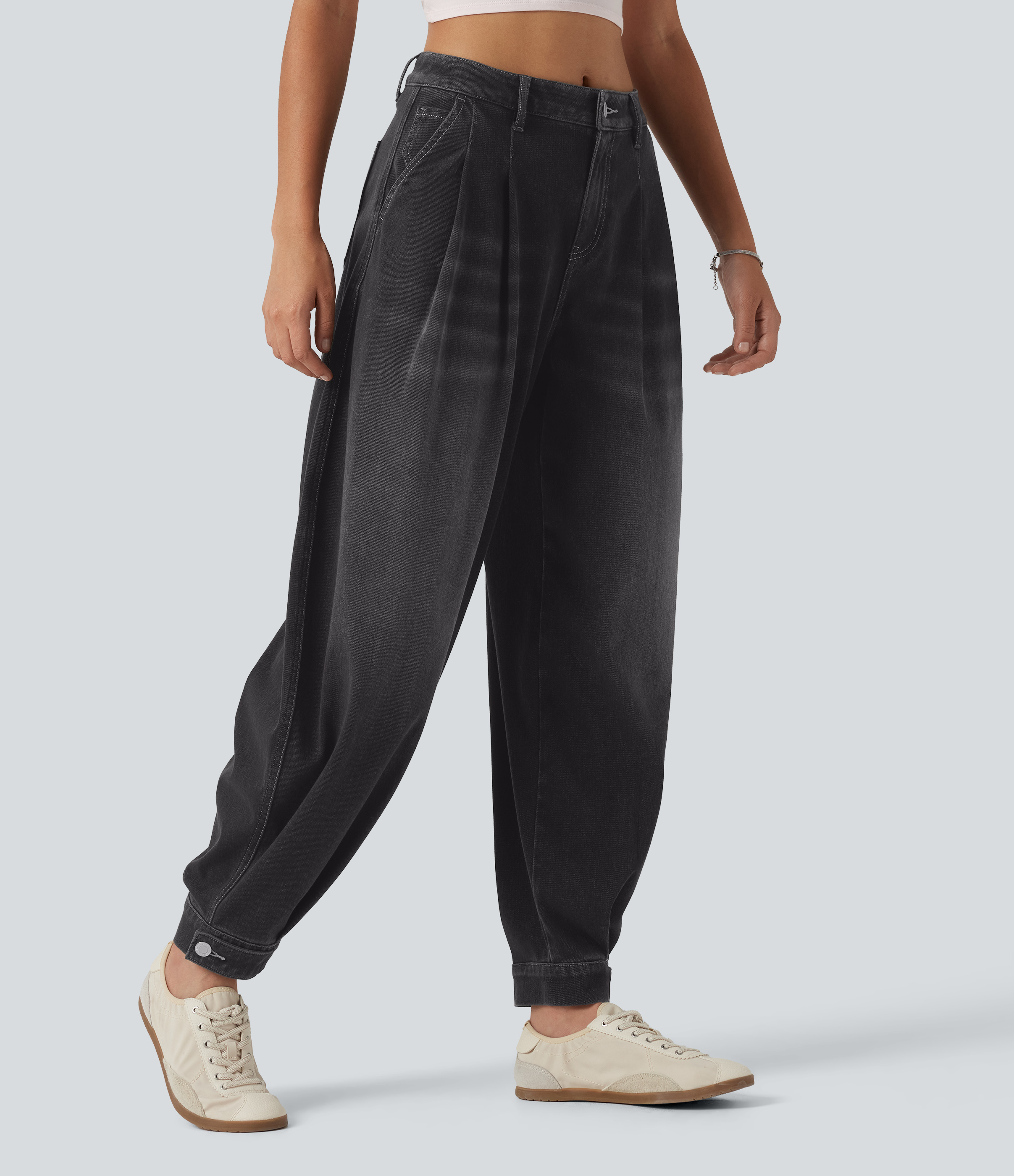 Halara Flex™ Mid Rise Denim Casual Balloon Joggers with Pockets