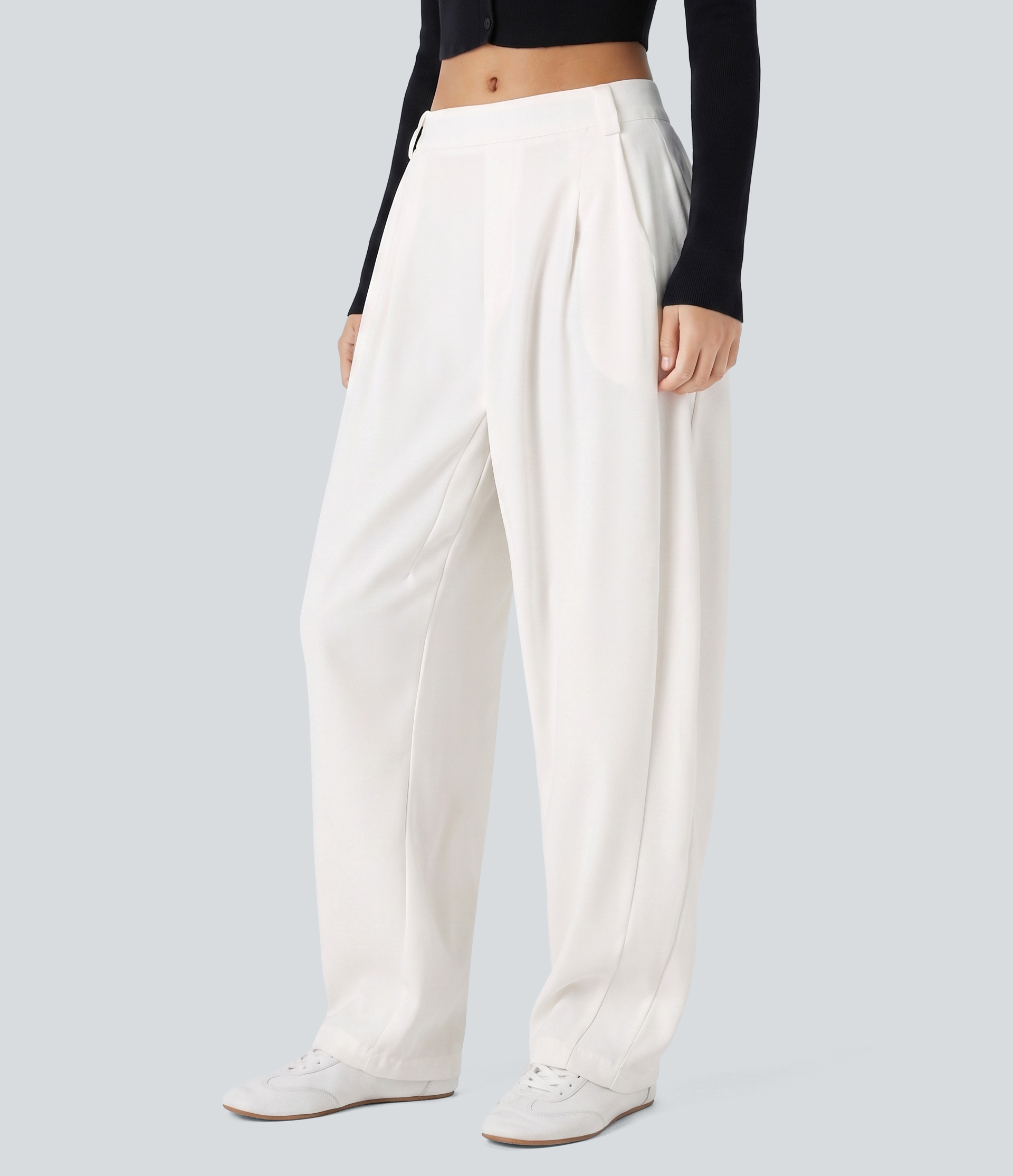 Mid Rise Pocket Barrel Leg Baggy Work Pants