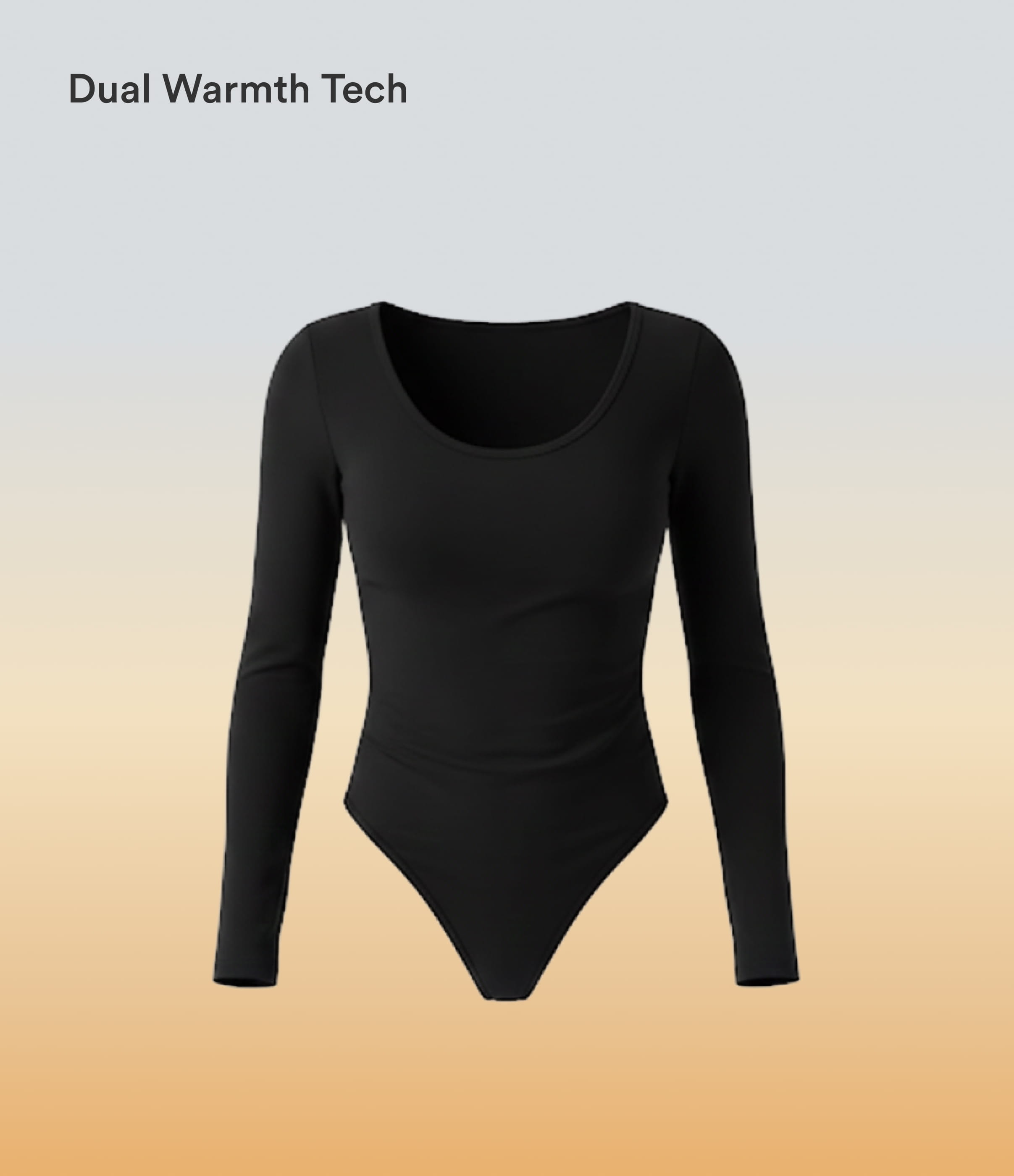 Black Halara HeatCore Scoop Neck Long Sleeve Skinny Casual Warming Bodysuit / 2