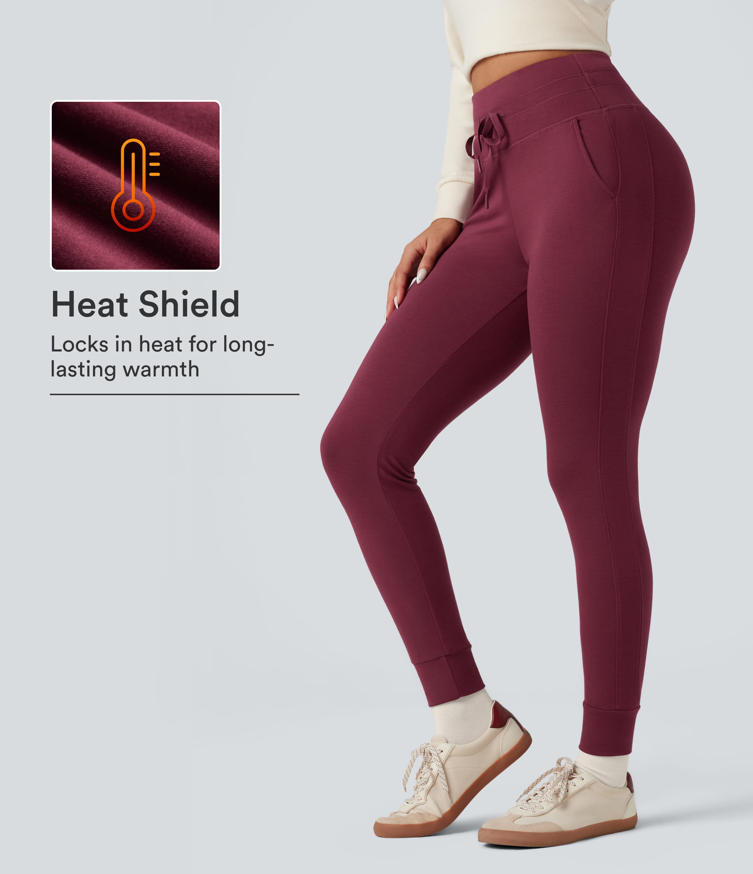Halara HeatCore High Waisted Drawstring Warming Casual Joggers with Pockets