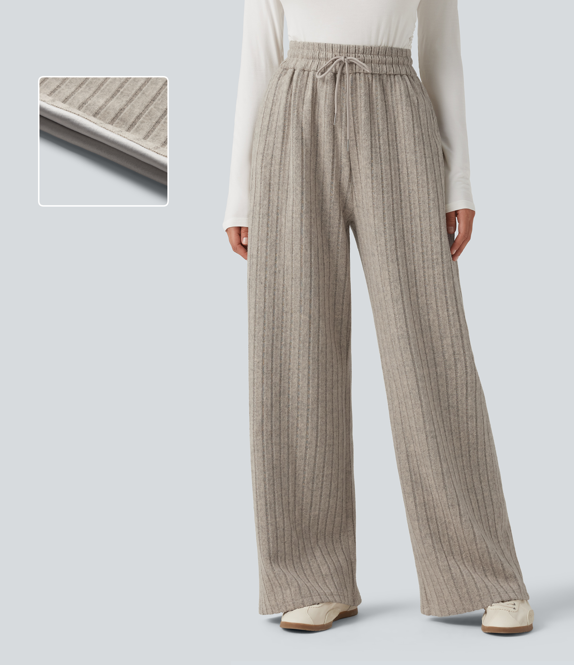 High Waisted Drawstring Baggy Casual Pants with Pockets