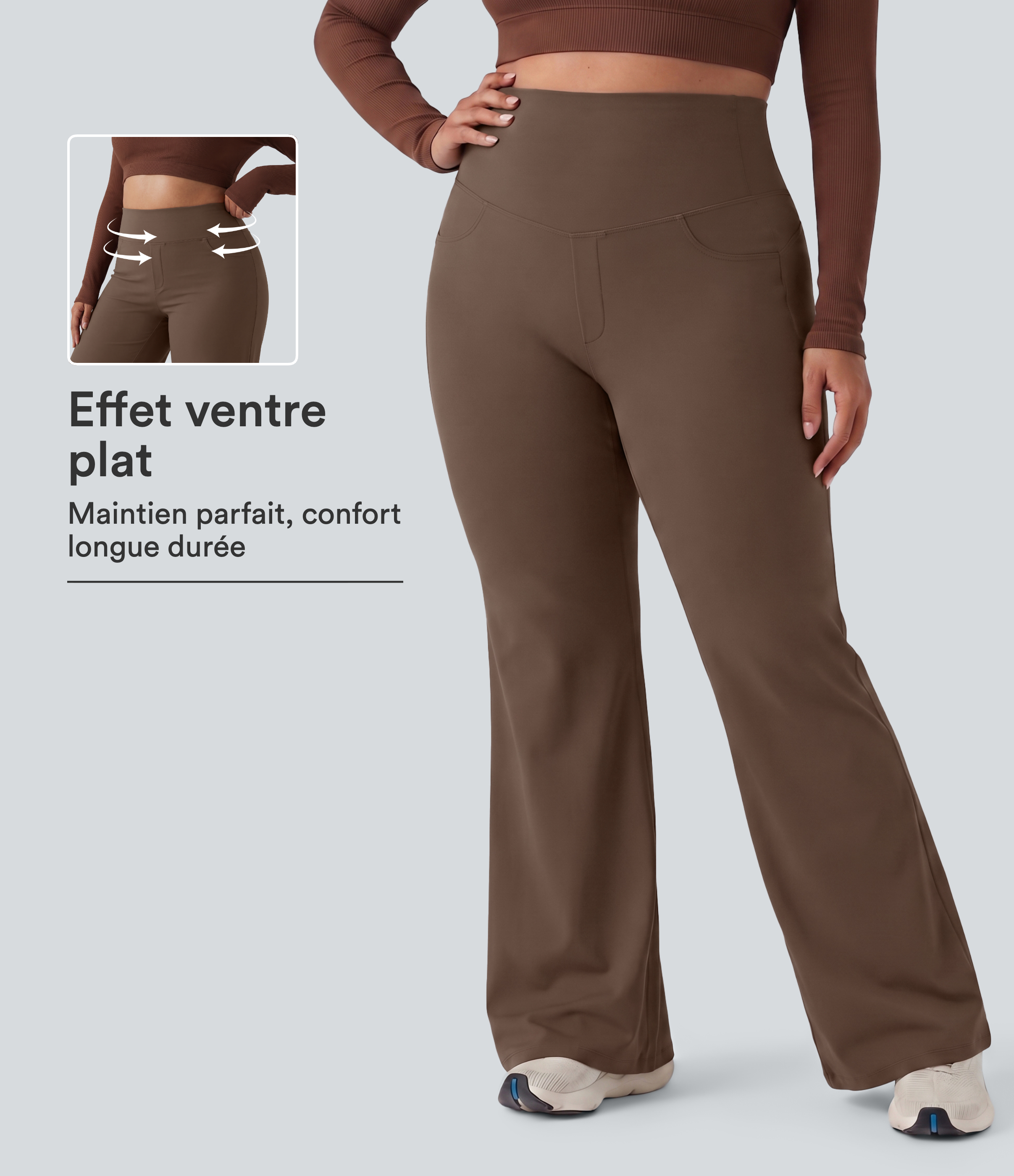 Pantalon de yoga baggy grande taille DayStretch taille haute gainant, coupe large avec poches