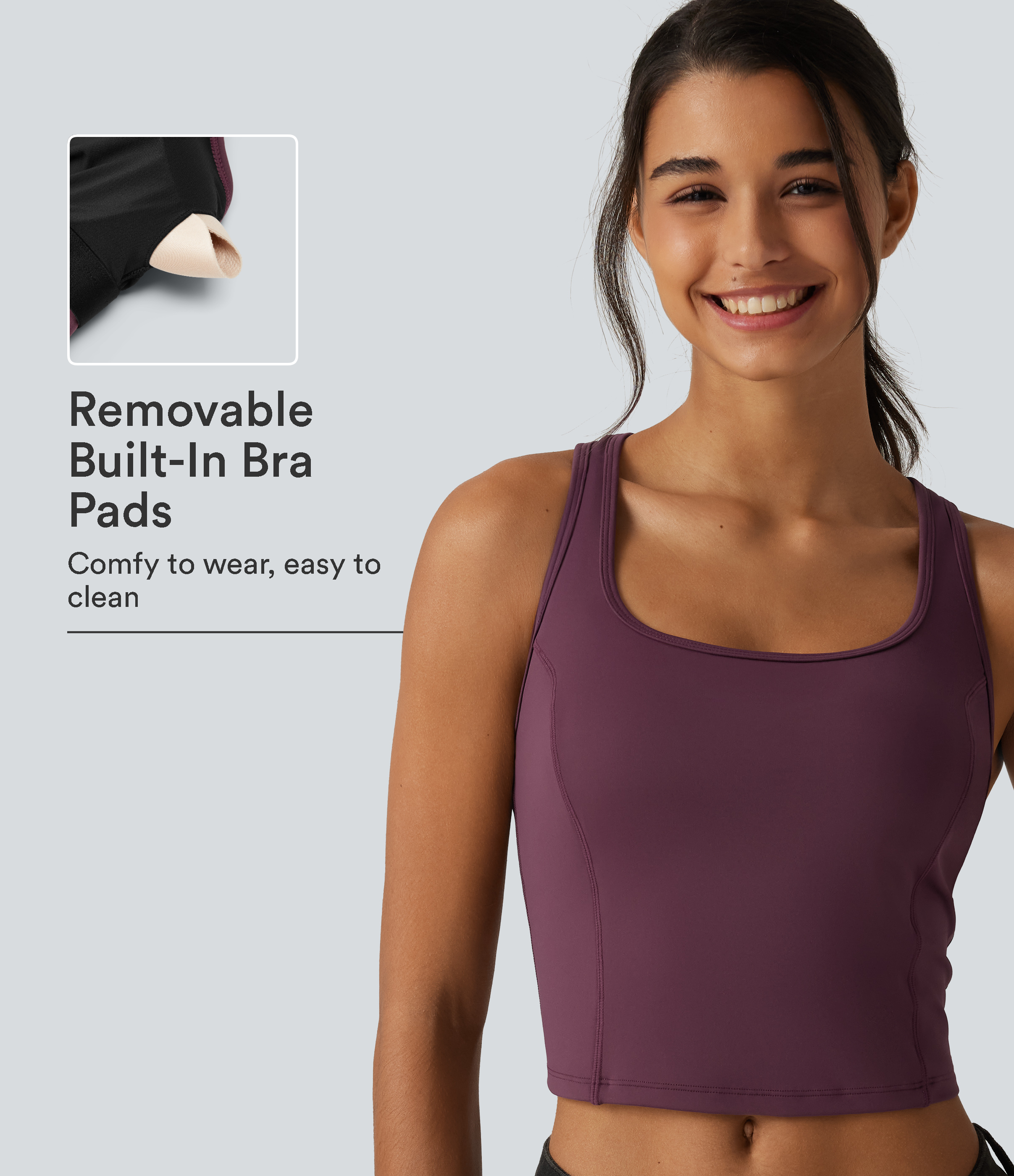 SoftlyZero™ Airy Built-in Bra Contrast Mesh Cropped InstantCool Running Tank Top 