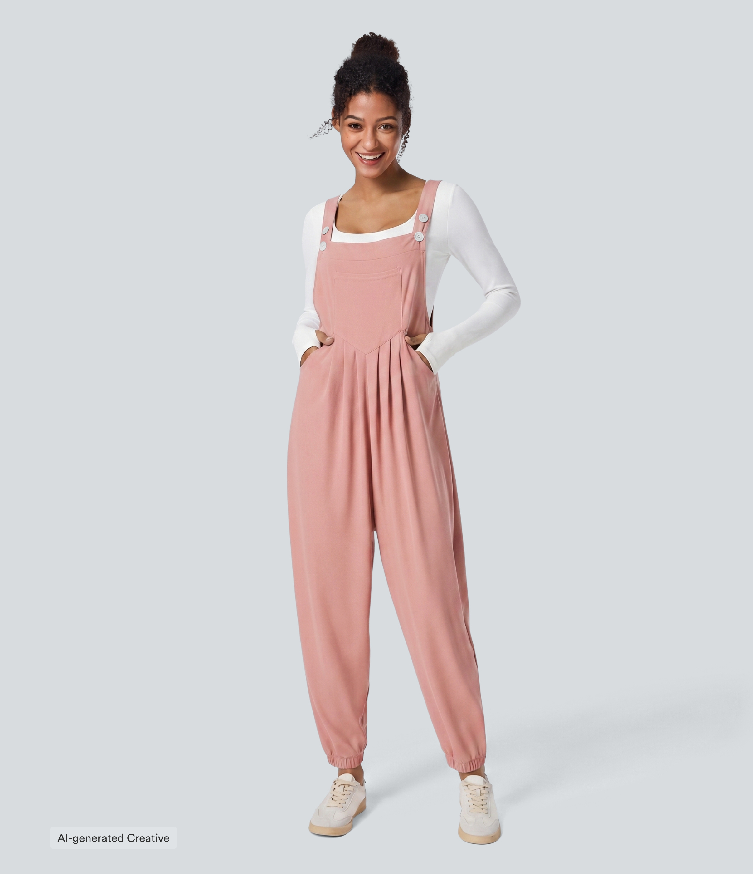 Pockets Waffle Casual Jogger Overalls