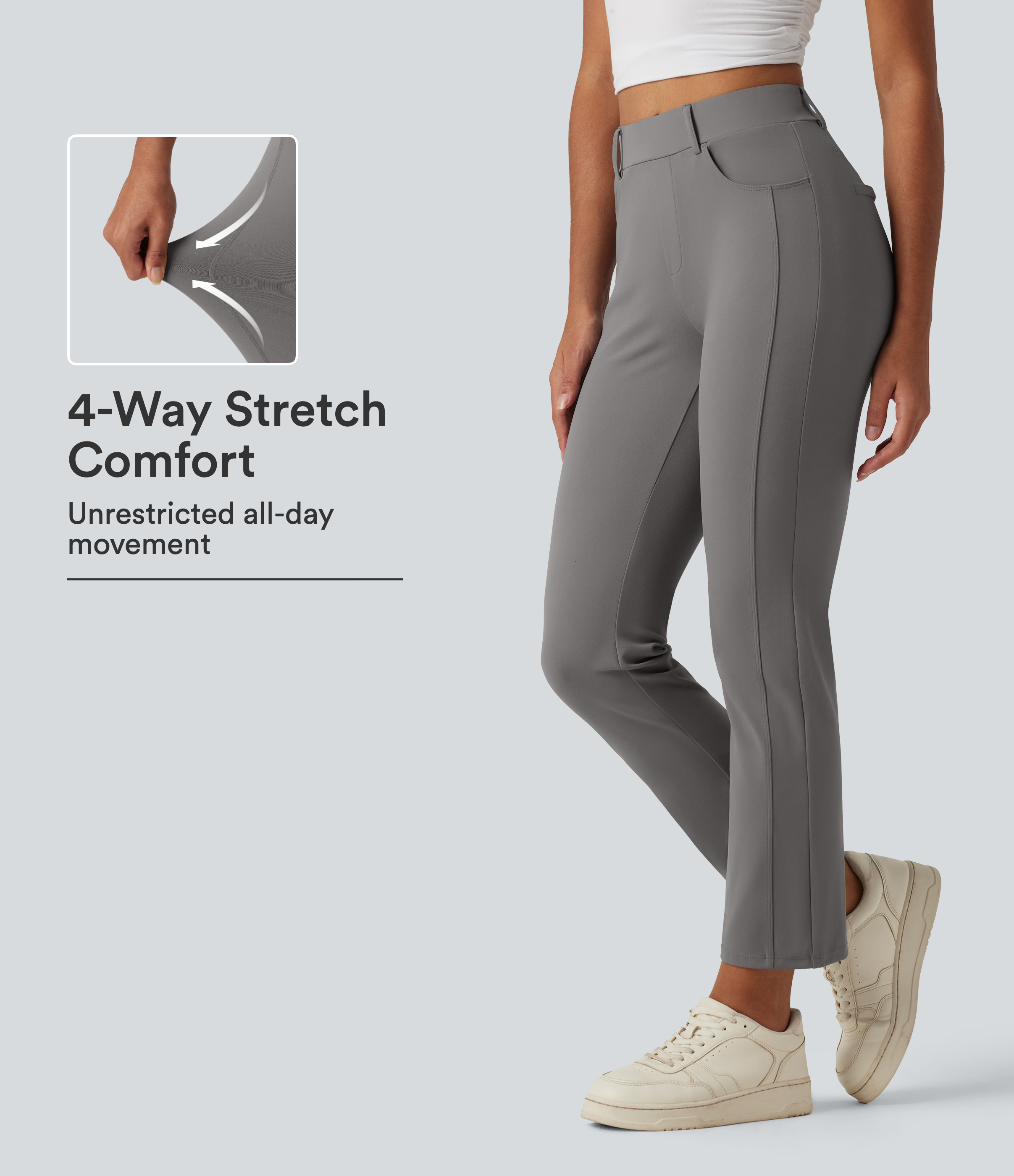Mid Rise Casual Pants with Pockets