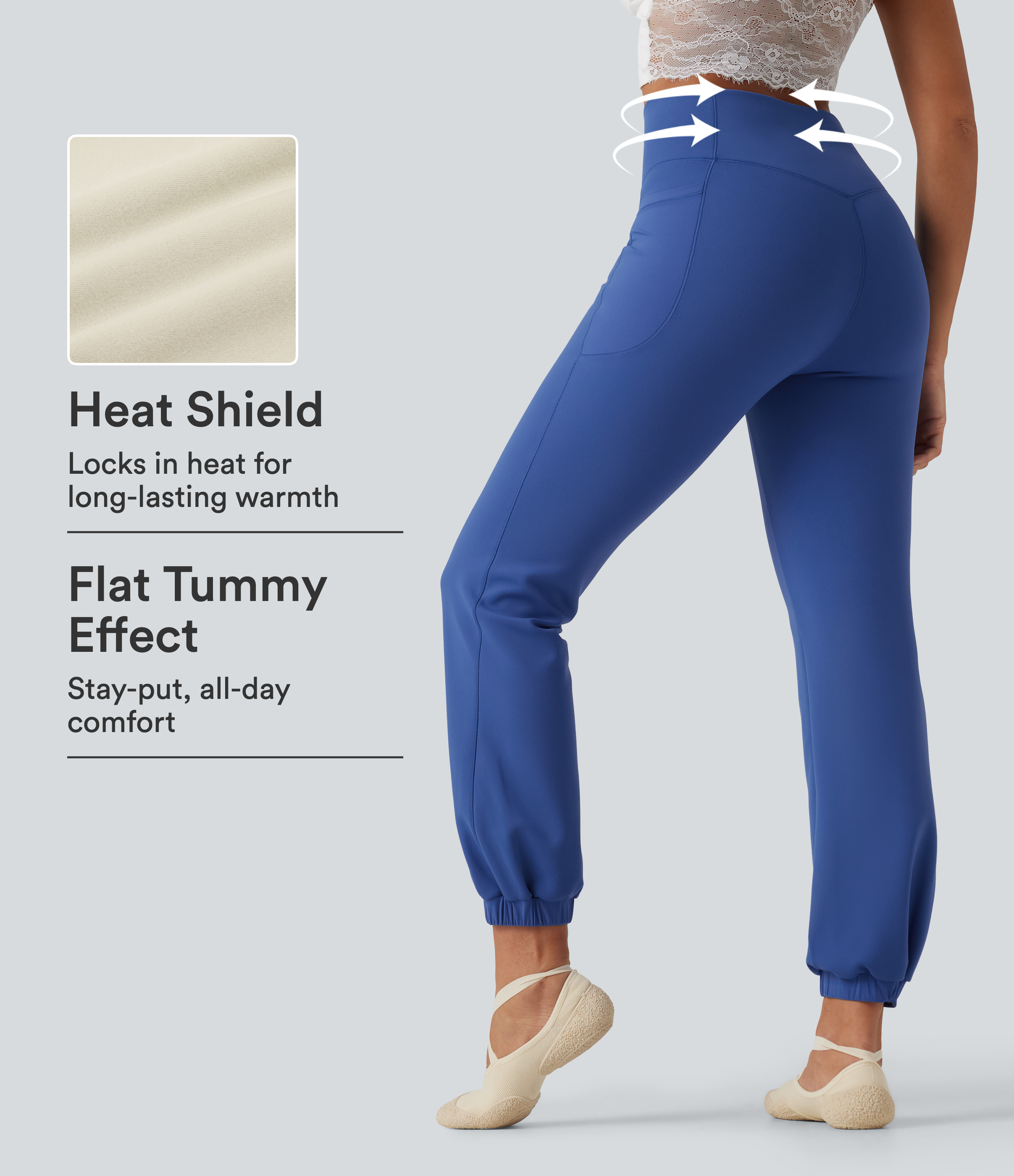 High Waisted Tummy Control Fleece Dance Balloon Joggers with Pockets