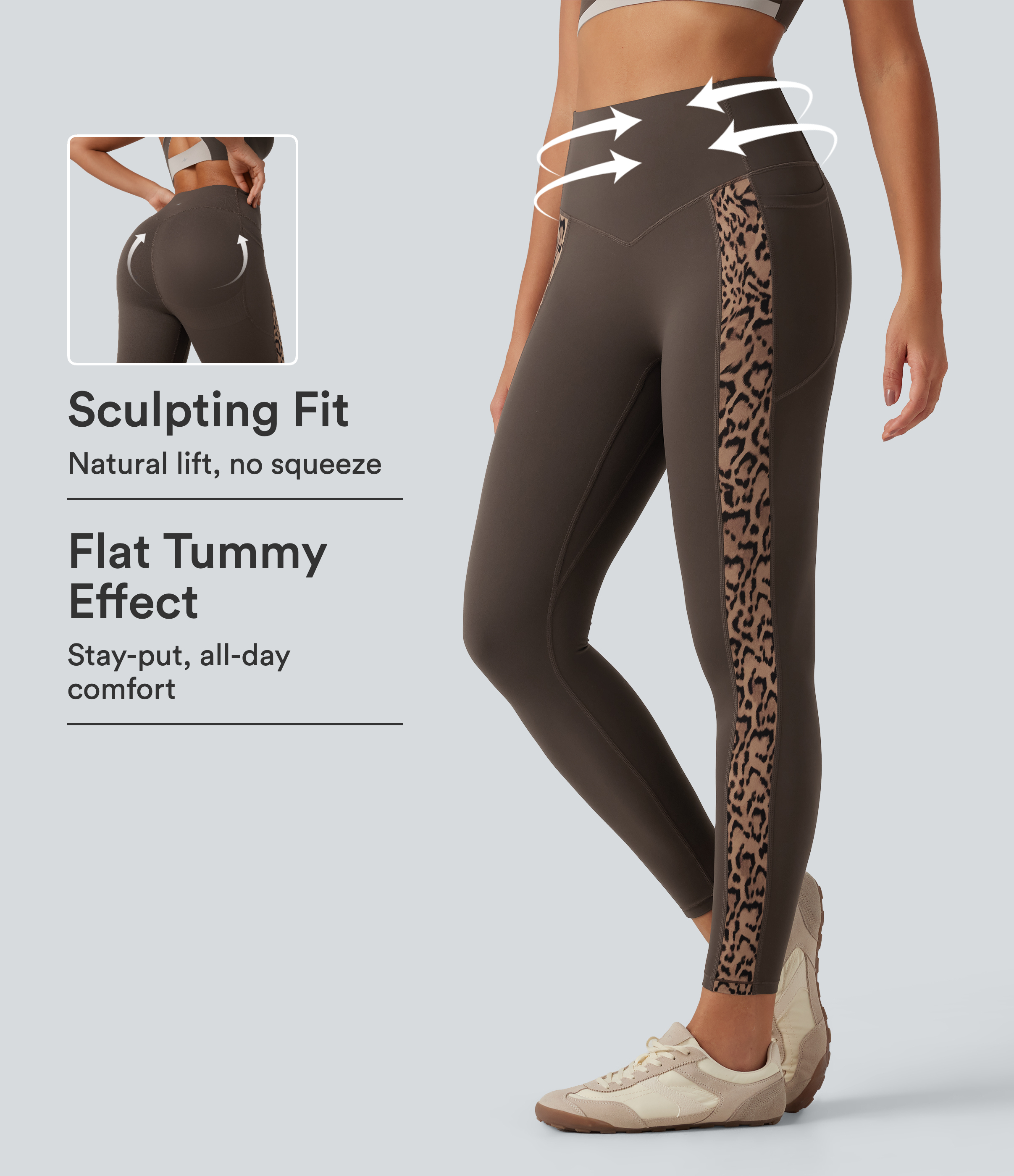 Halara UltraSculpt™ Leopard Print High Waisted Tummy Control Butt Lifting Yoga Leggings with Pockets
