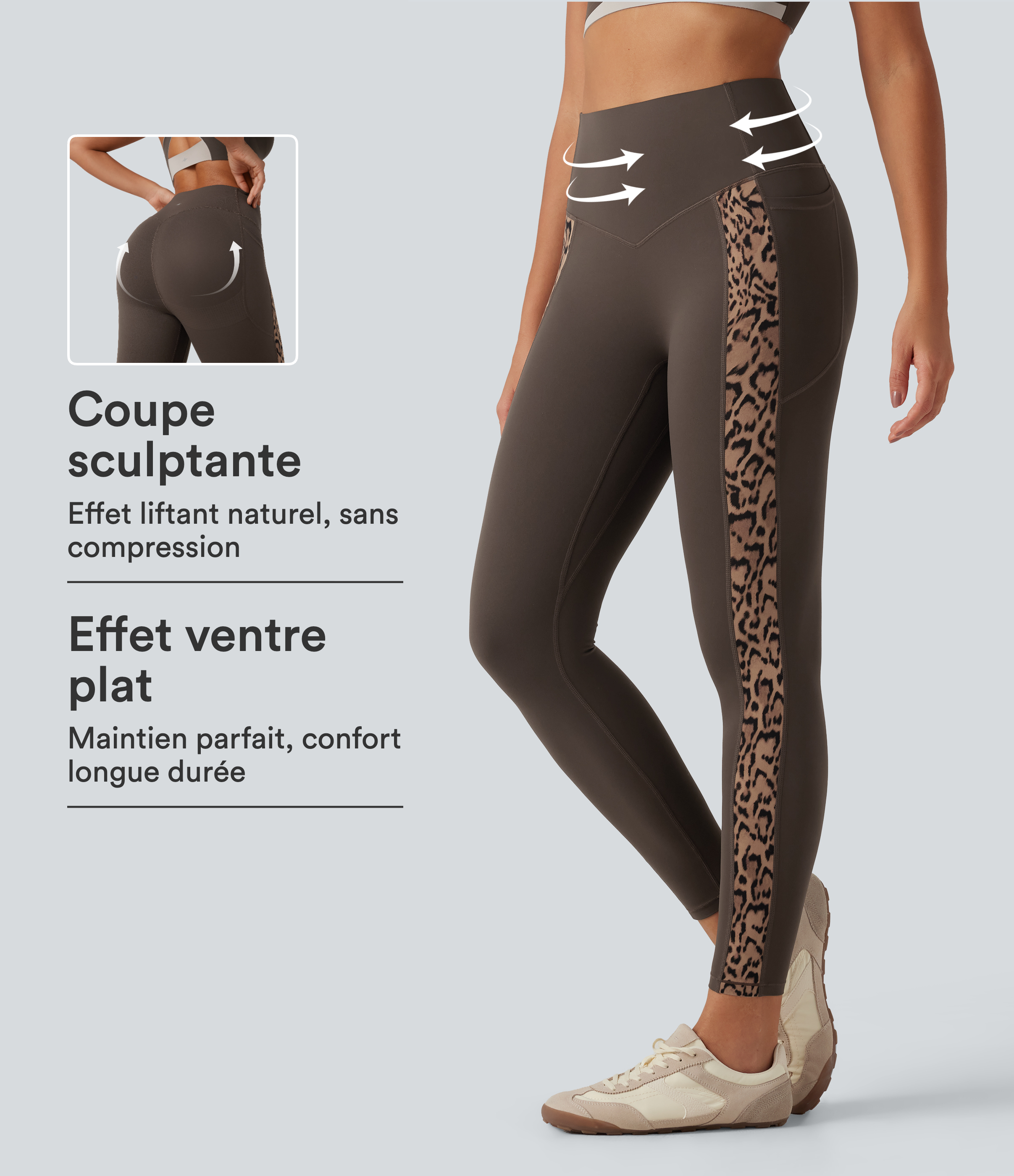 Legging de yoga Halara UltraSculpt™ imprimé léopard taille haute gainant avec effet liftant fessiers et poches
