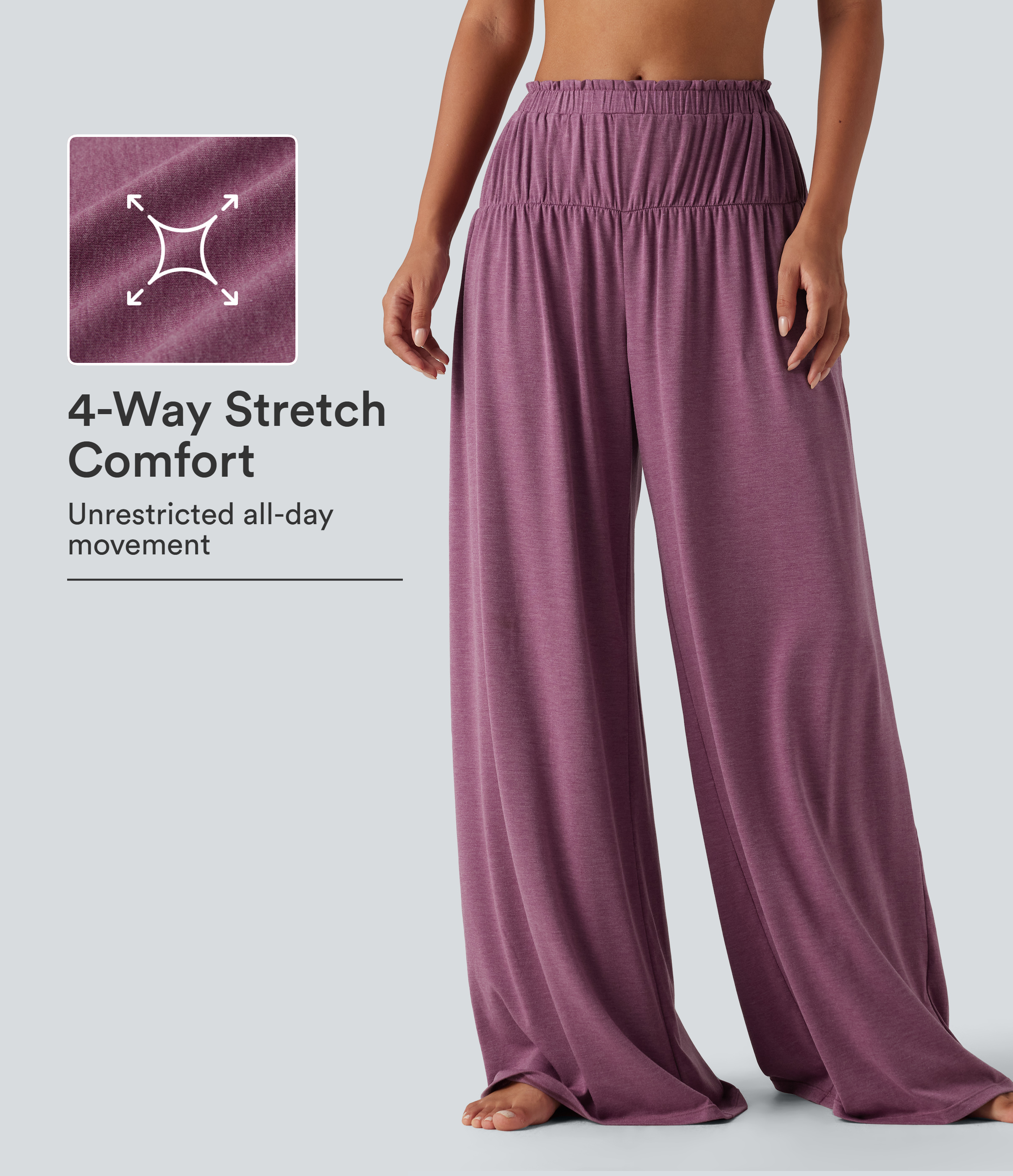 Mid Rise Flat Waist Baggy Oversized Yoga Pants with Pockets