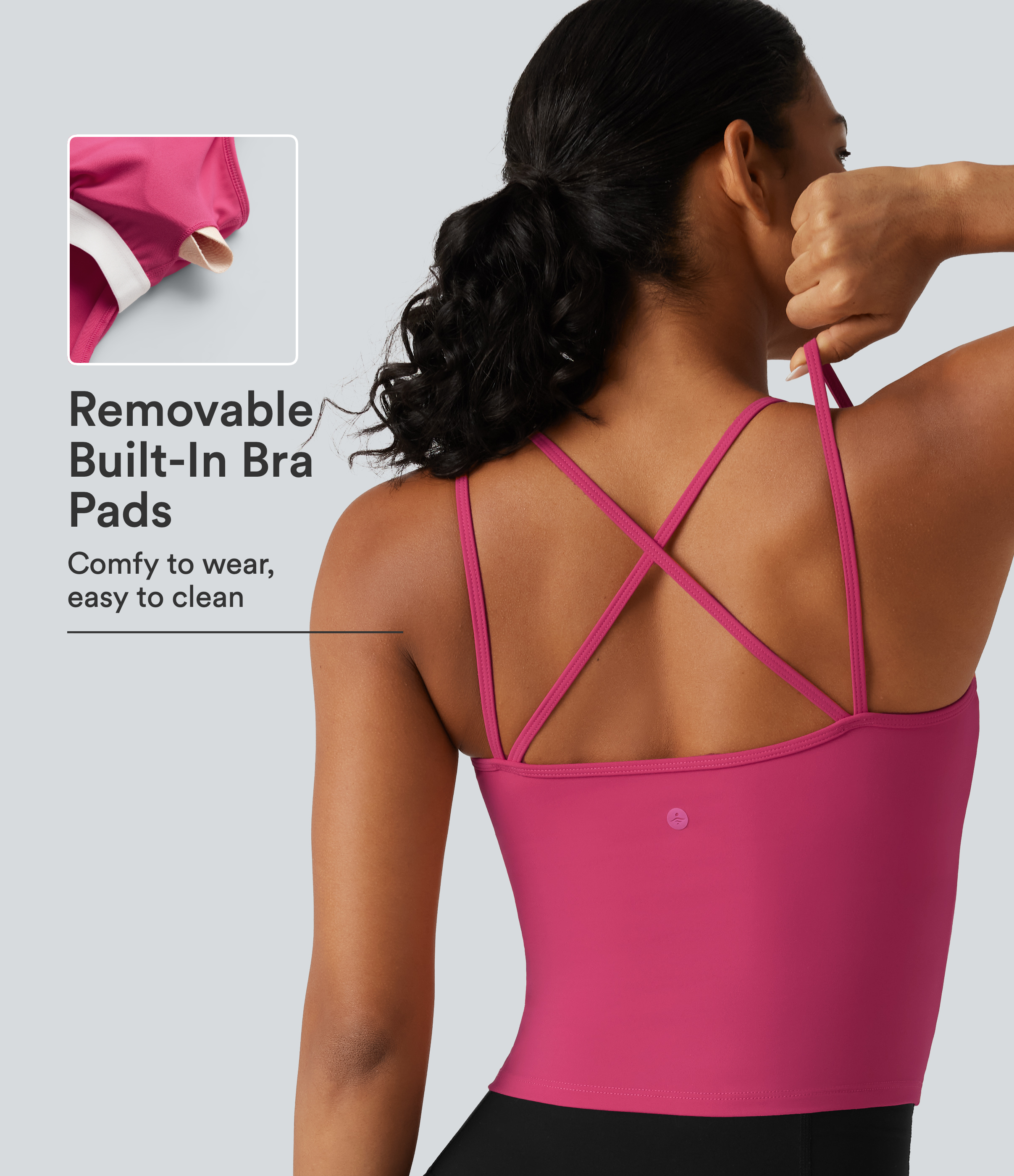 U‑Neck Crisscross Back Built-in Bra InstantCool Quick Dry Casual Tank Top-UPF50+