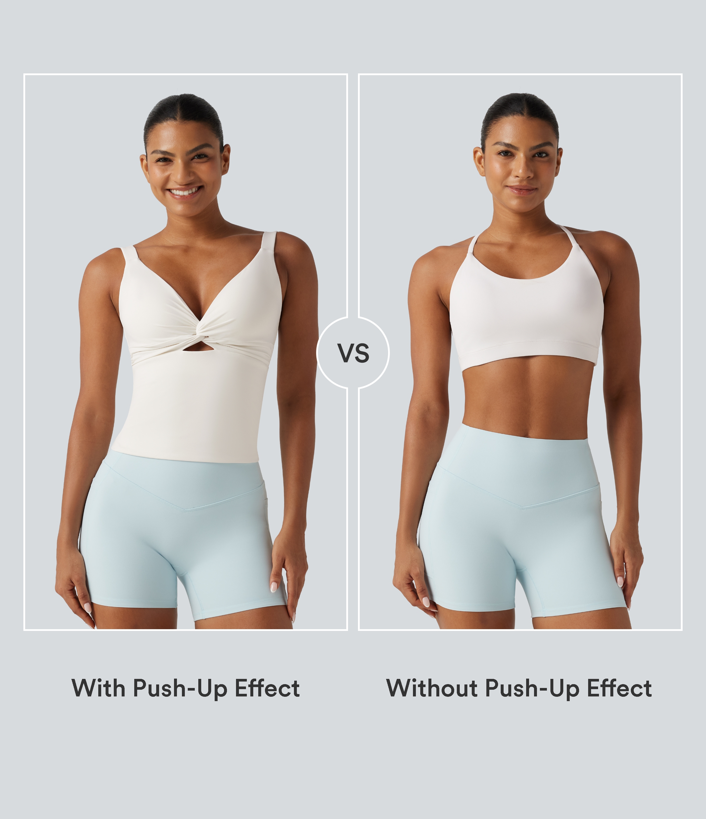 White Halara UltraSculpt™ Light Support Molded Cups Push-Up Yoga Tank Top / 2