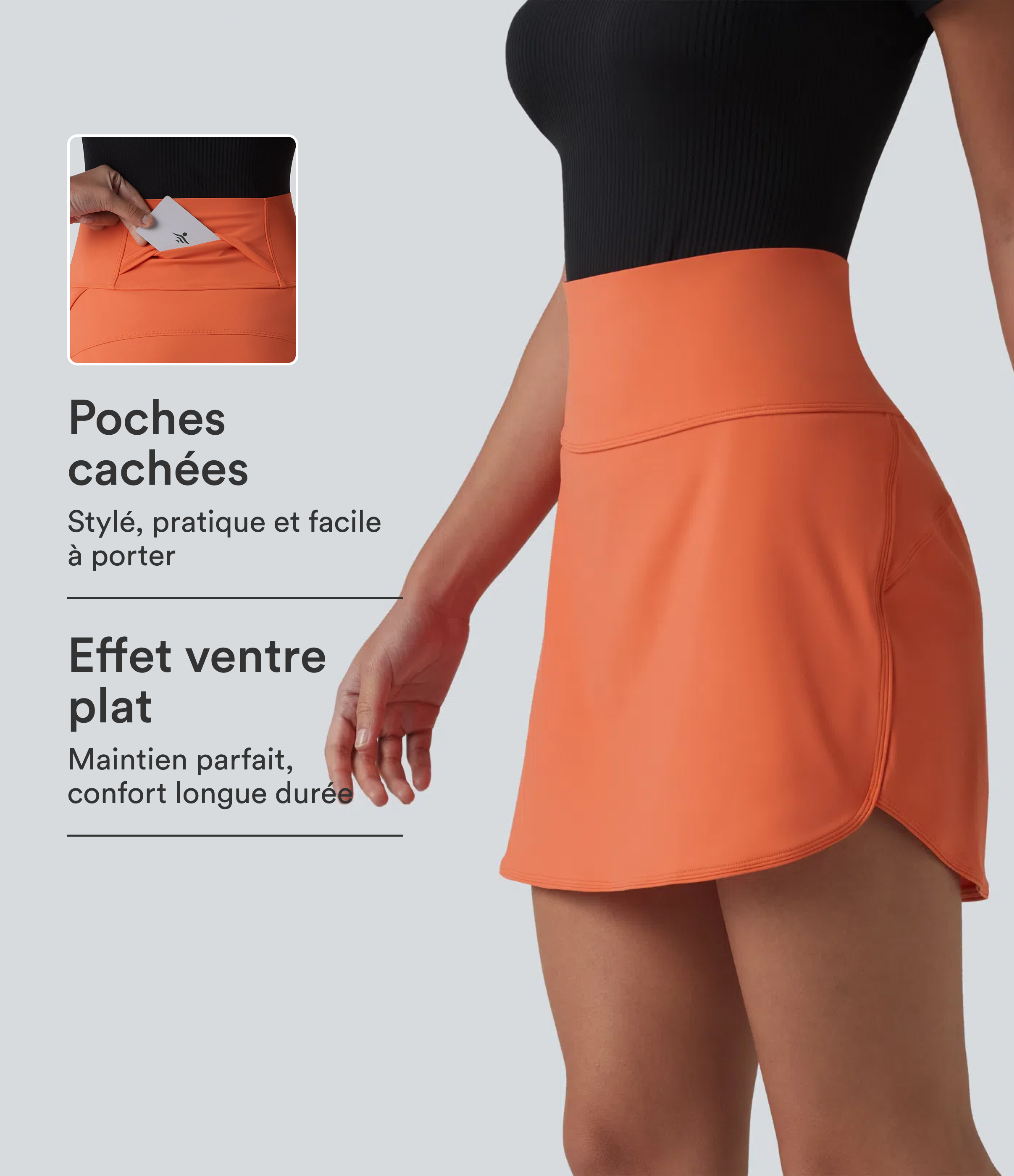 Jupe de golf courte 2-en-1 SoftlyZero™ Airy effet frais InstantCool taille très haute gainant avec ourlet arrondi et poches