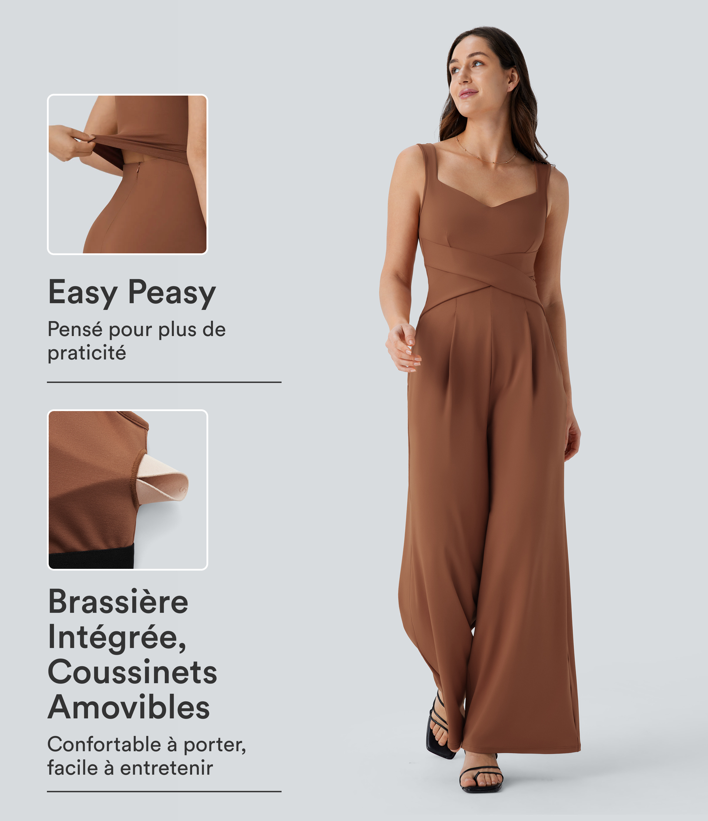 Rust Red Combinaison casual sans manches dos U avec poches - Édition Easy Peasy / 1