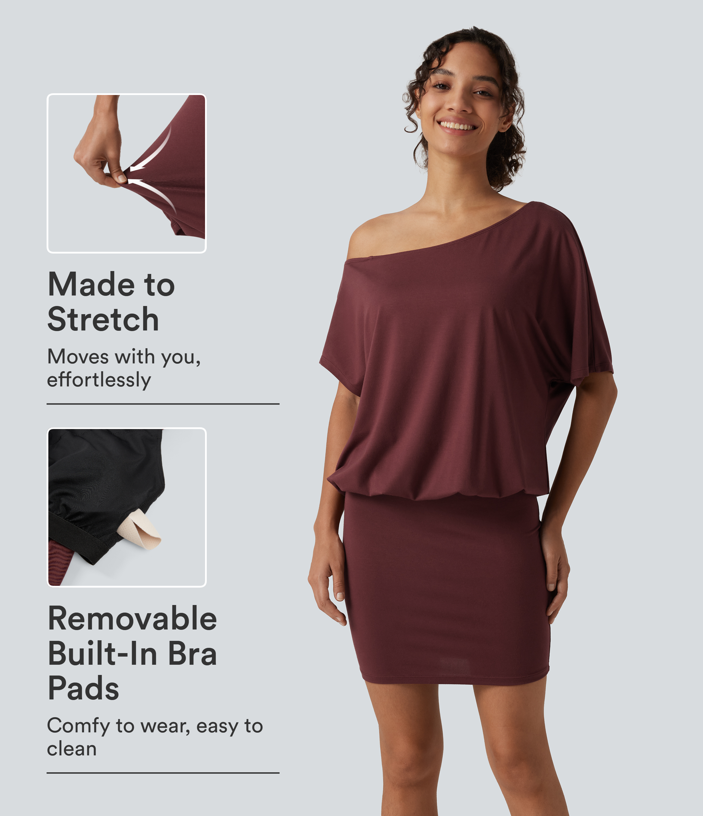 One Shoulder Short Sleeve Built-in Bra Asymmetrical Bodycon Casual Mini Dresses