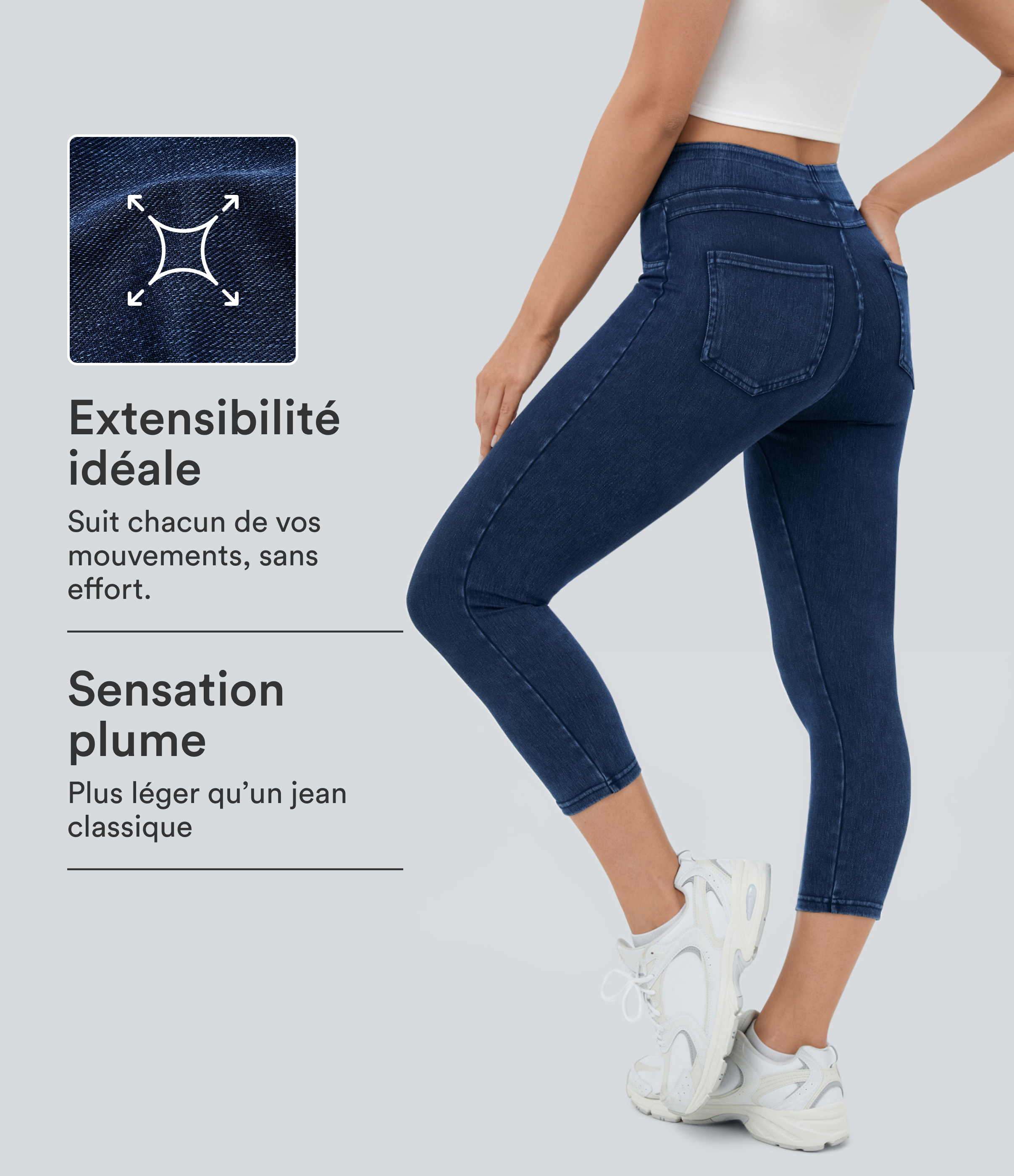Halara Flex™ Jegging Capri Taille Haute Extensible Poche Latérale Arrière