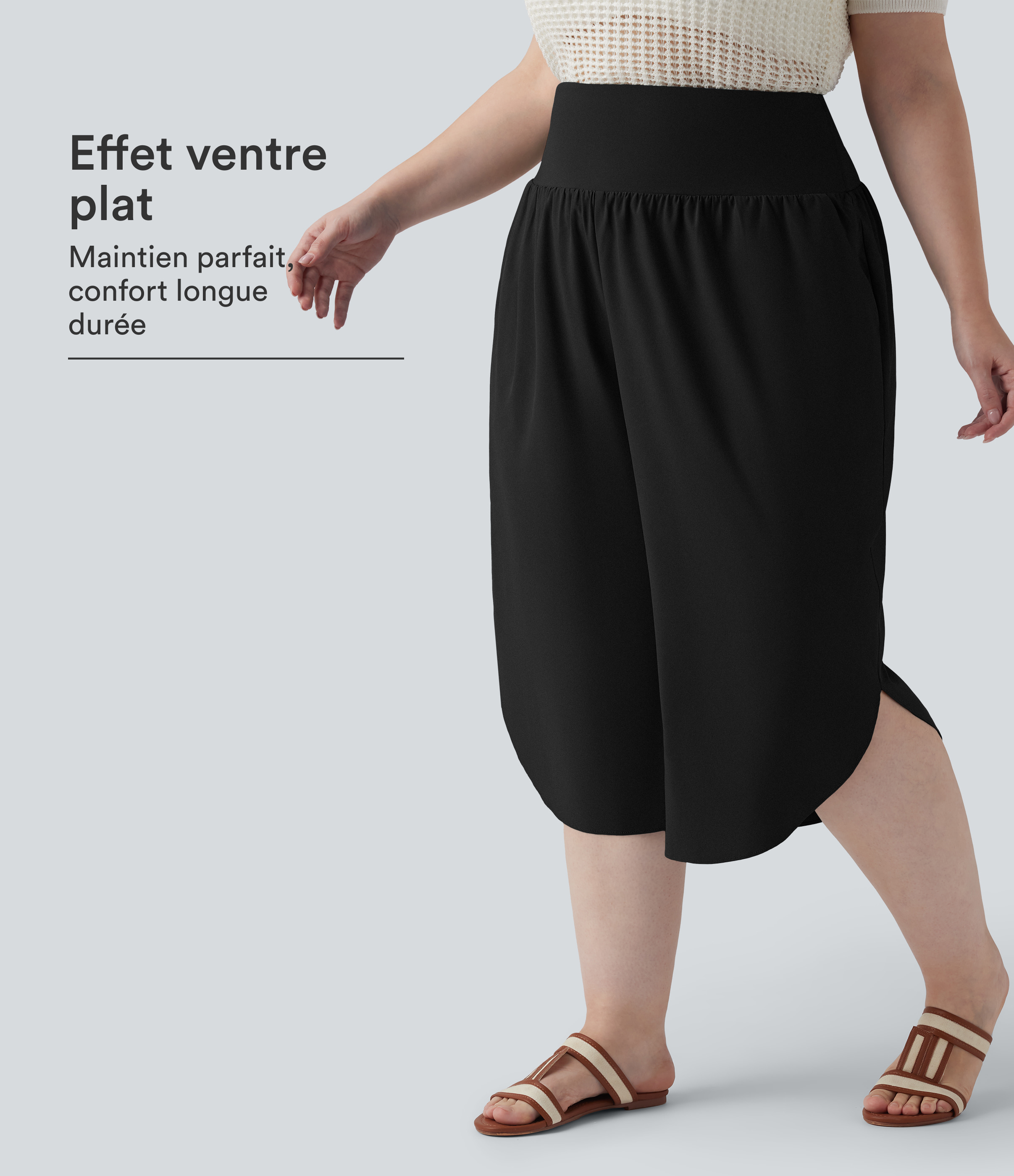 Pantalon capri grande taille Breezeful™ taille haute gainant à ourlet arrondi séchage rapide avec poches