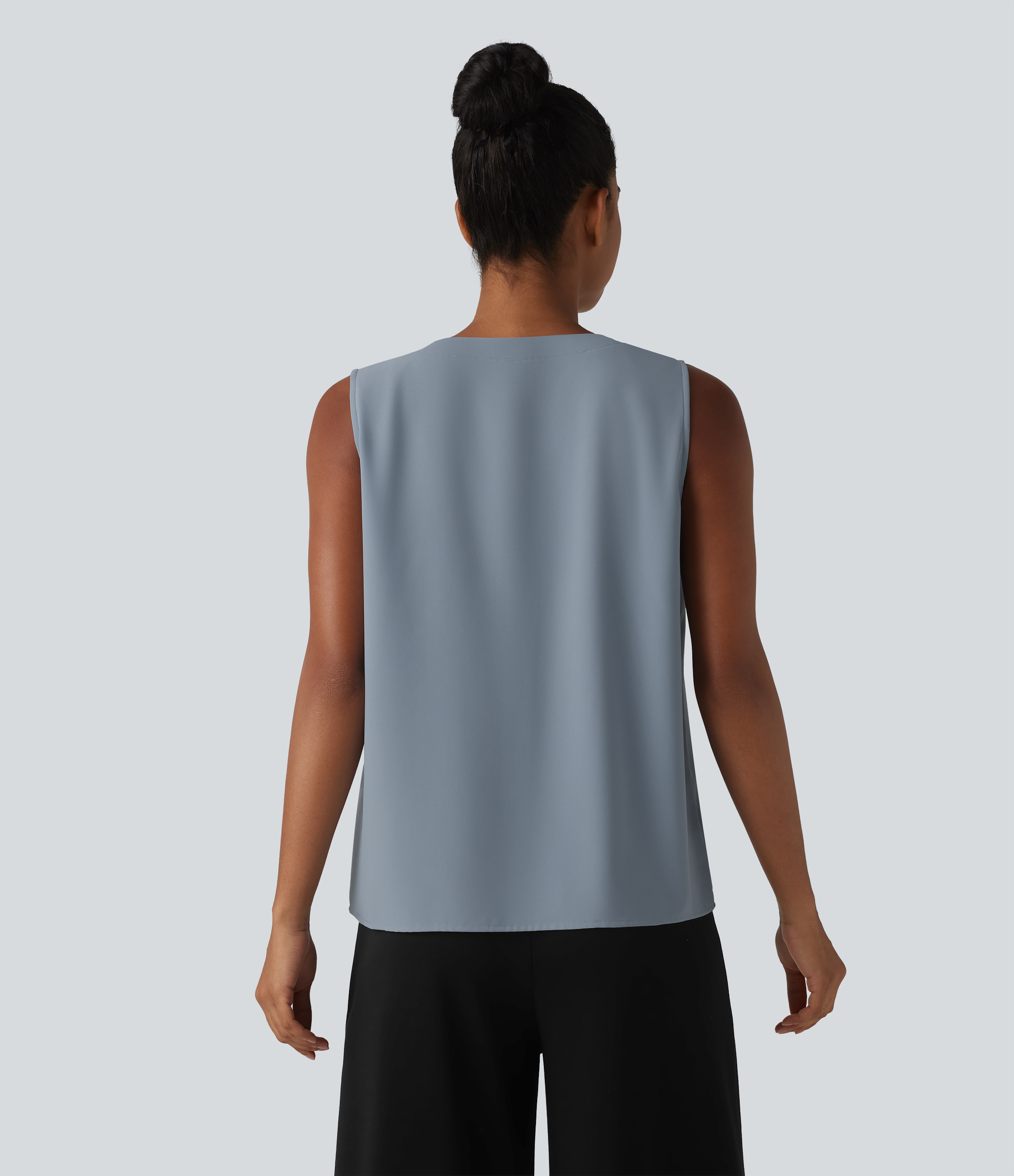 Mountain Spring Wrinkle Recovery V Neck Sleeveless Oversized Work Blouse / 2