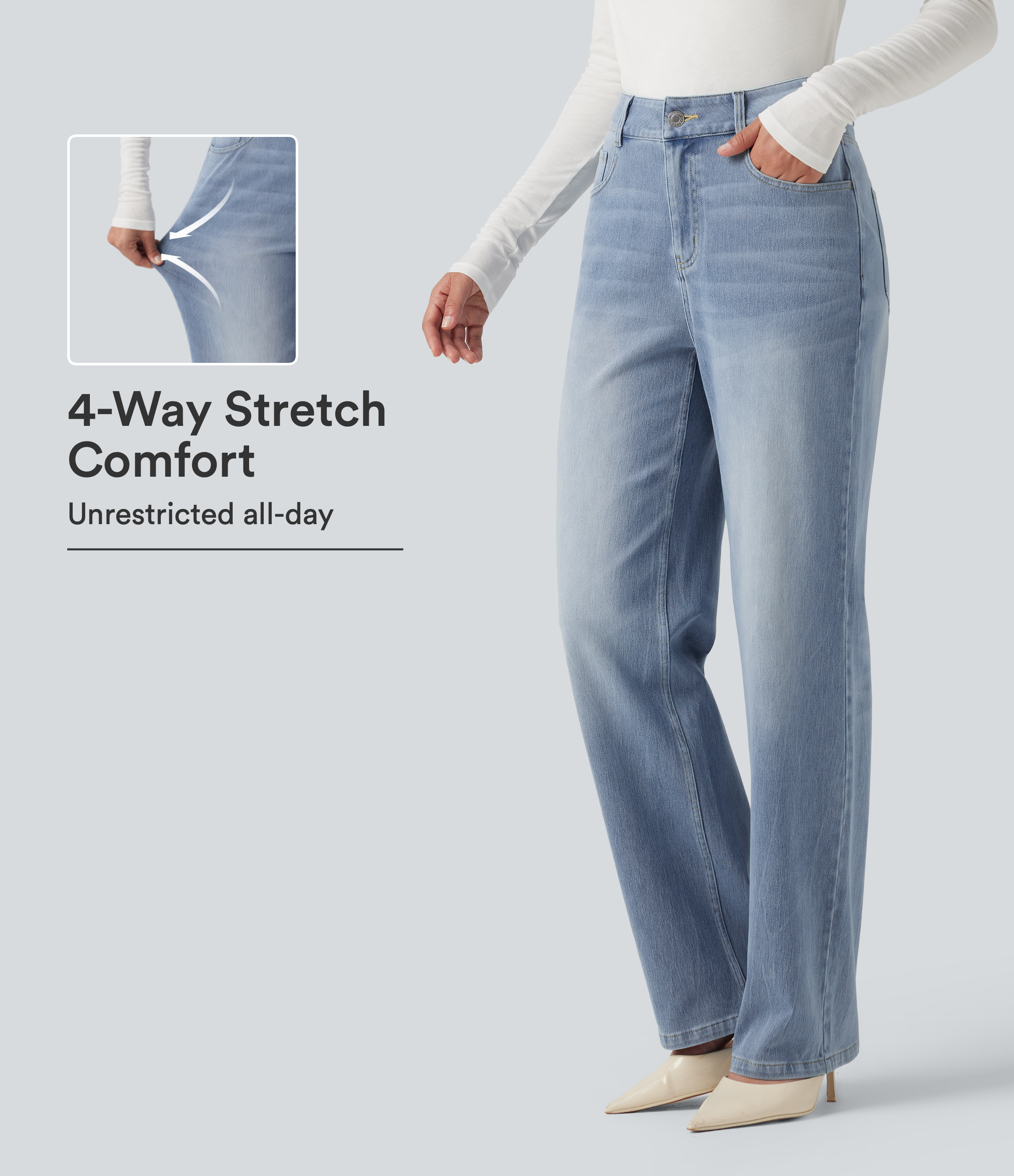 Halara Flex™ High Waisted Straight Leg Stretchy Casual Jeans