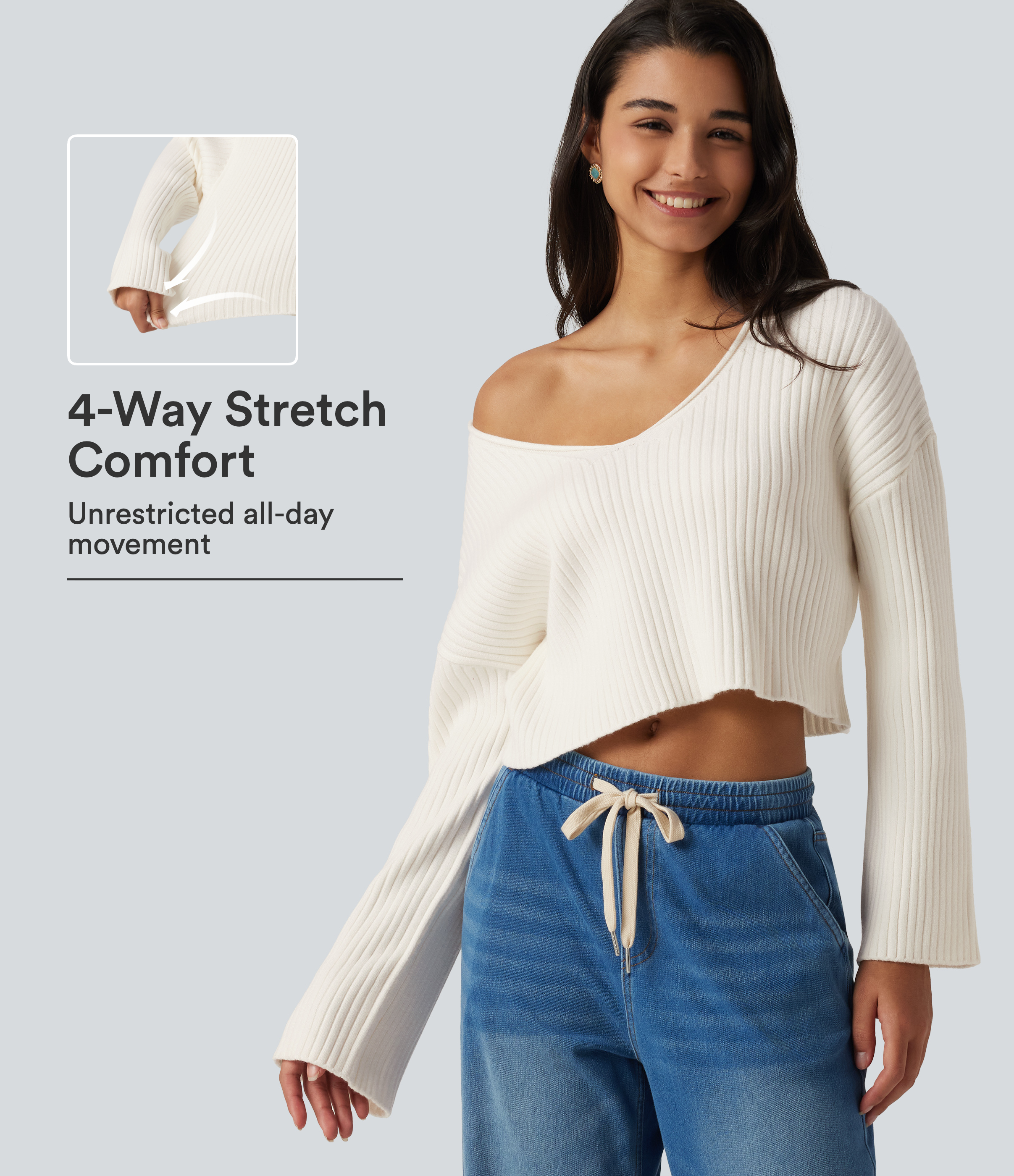 V-Neck Long Sleeve Casual Sweater