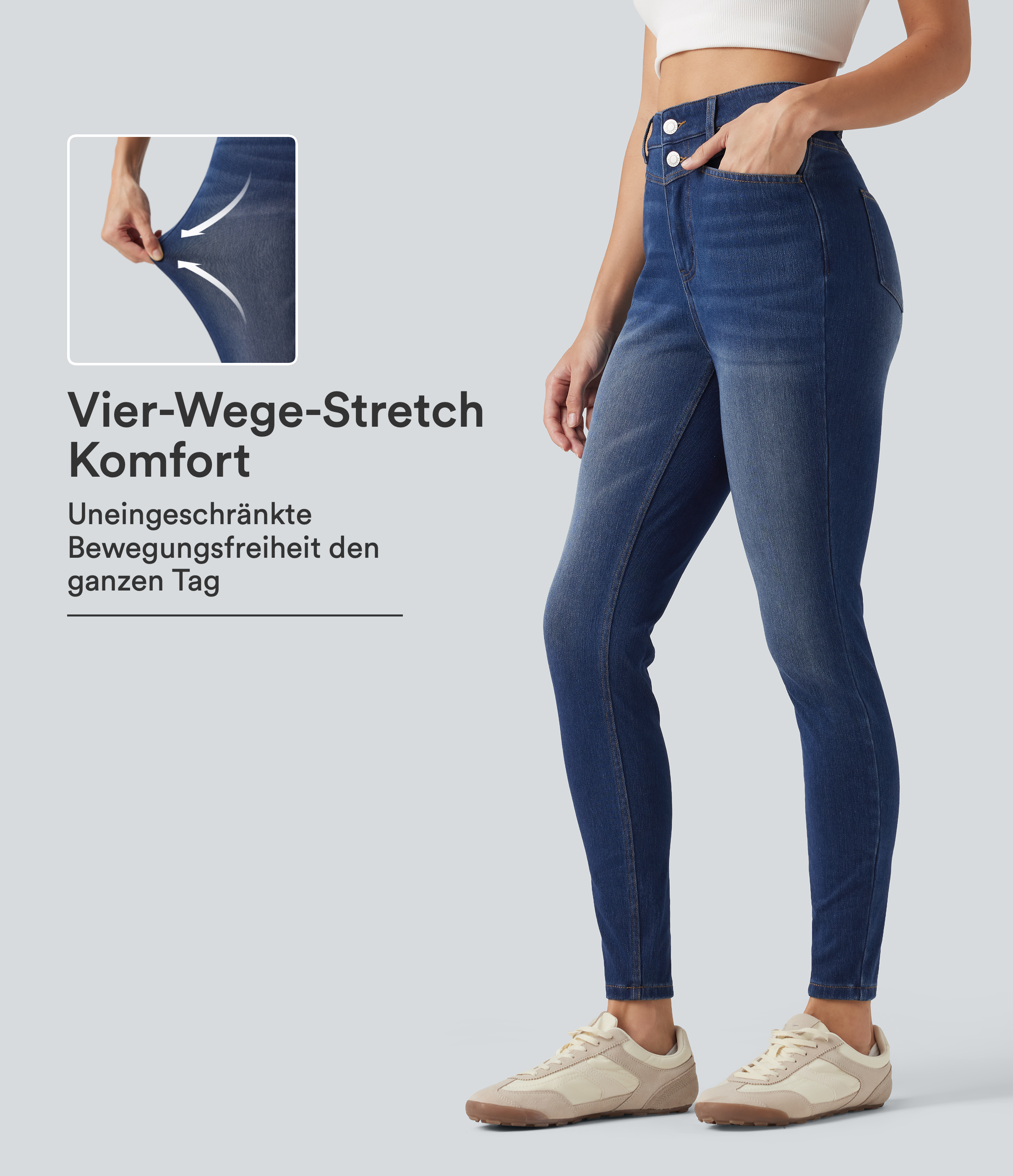 Halara Flex™ - Lässige Jeans mit hohem Bund und mehreren Taschen - skinny fit