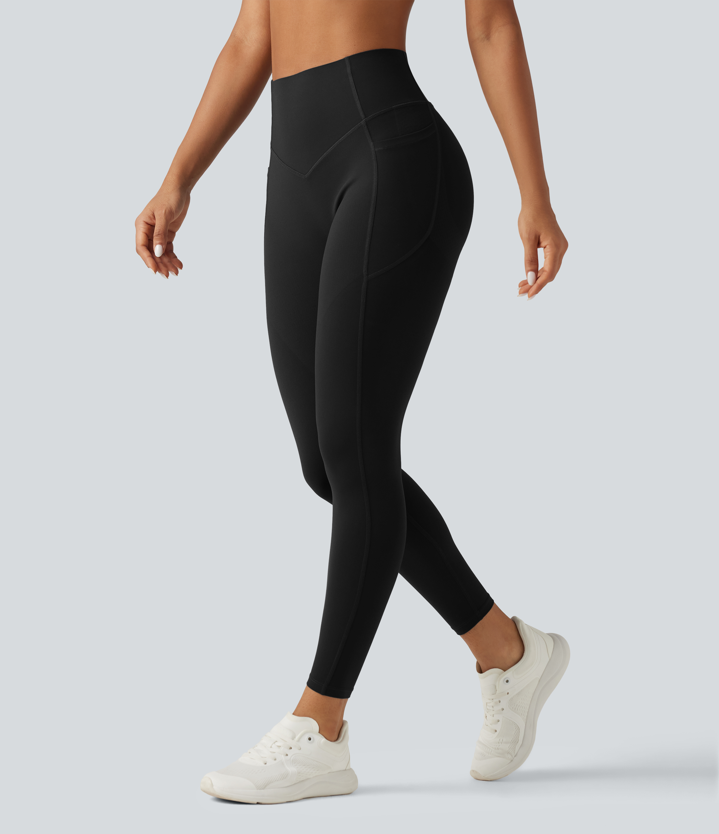 Halara UltraSculpt™ High Waisted Tummy Control Butt Lifting Yoga Leggings with Pockets  - Black - M(7/8) gym leggings