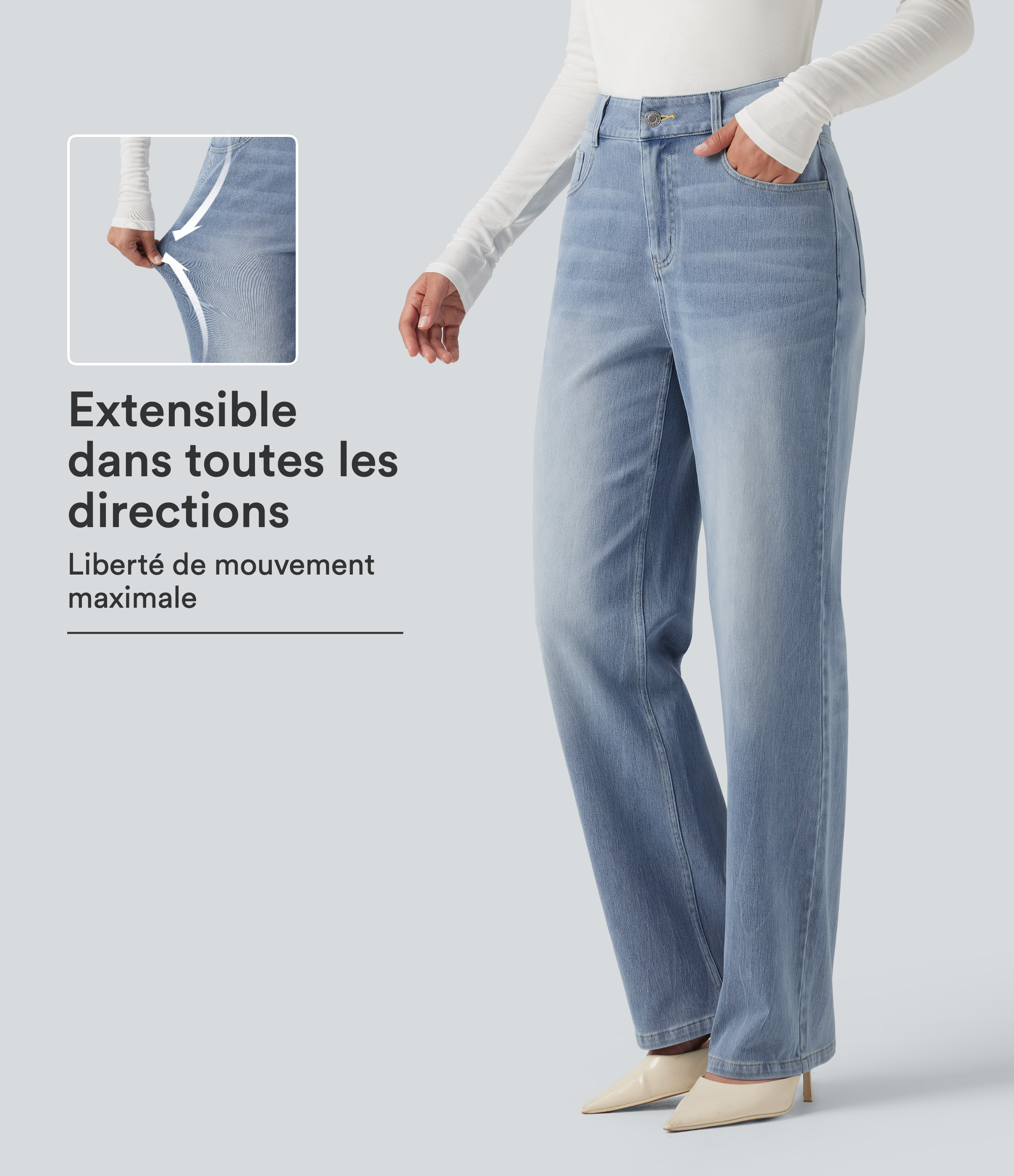 Jean droit stretch Halara Flex™ taille haute