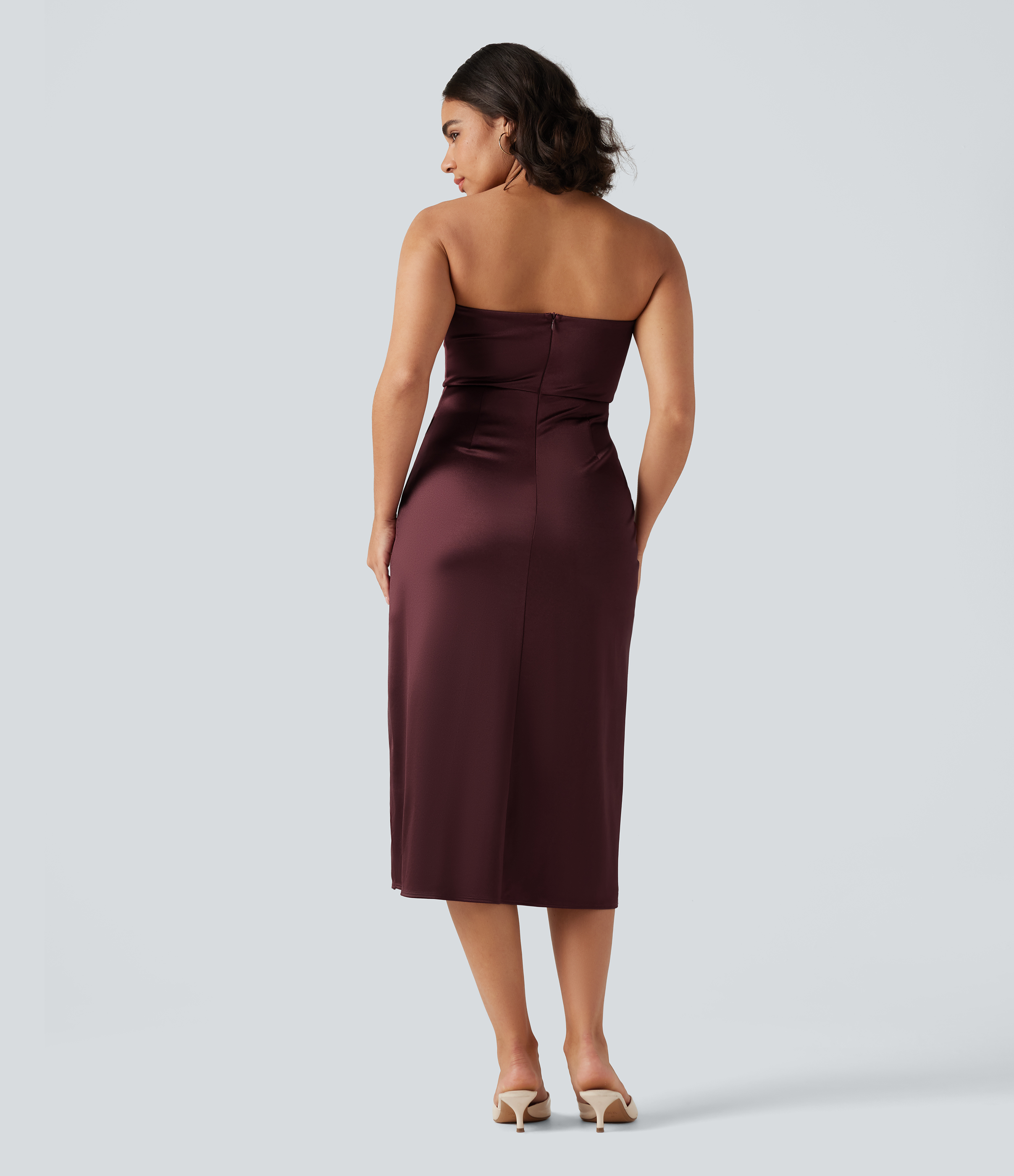 Zinfandel Tube 2-in-1 Bodycon Satin Midi Party Dress / 2