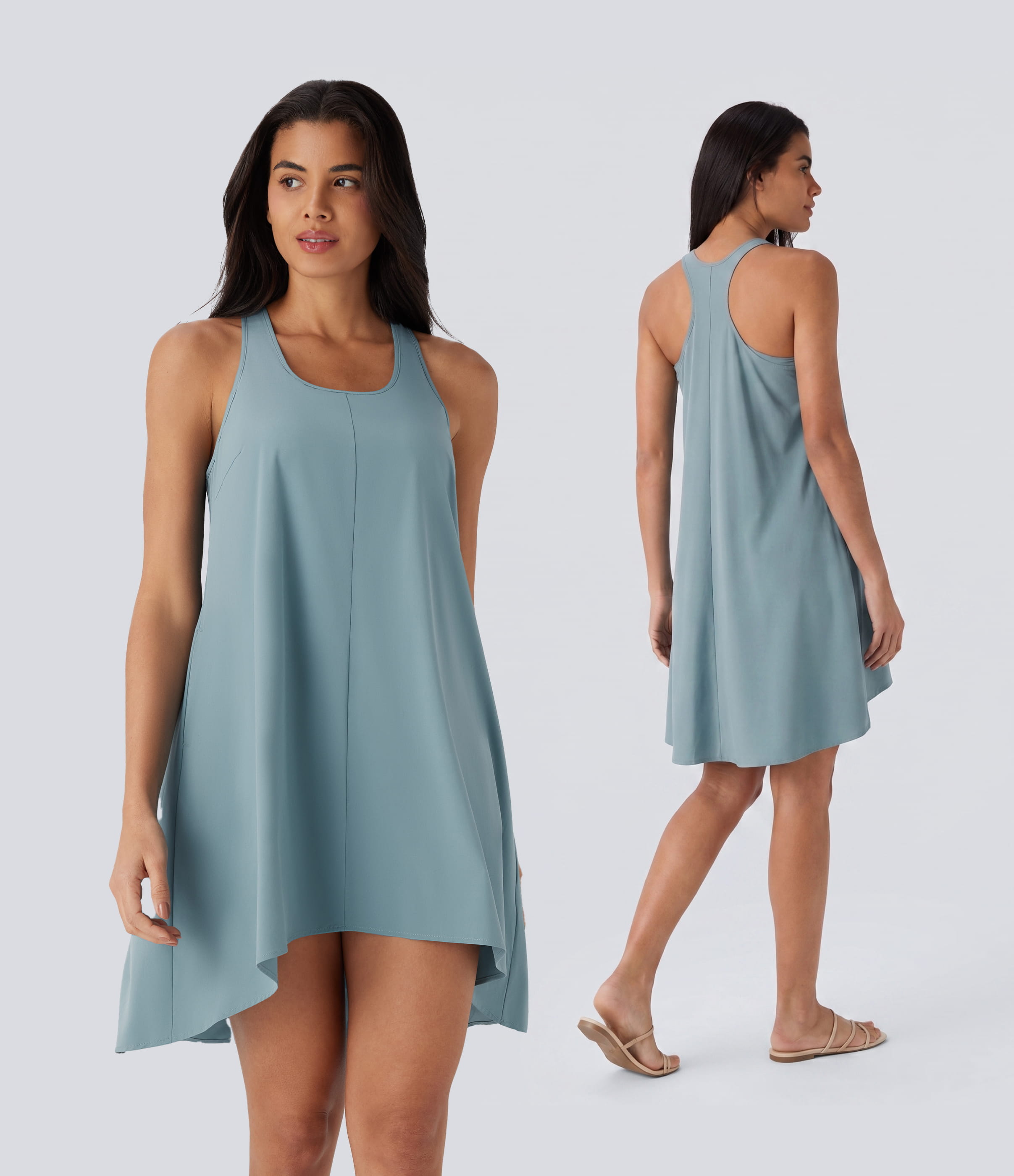Breezeful™ RacerPocket High Low Flowy Mini Quick Dry Casual Dress