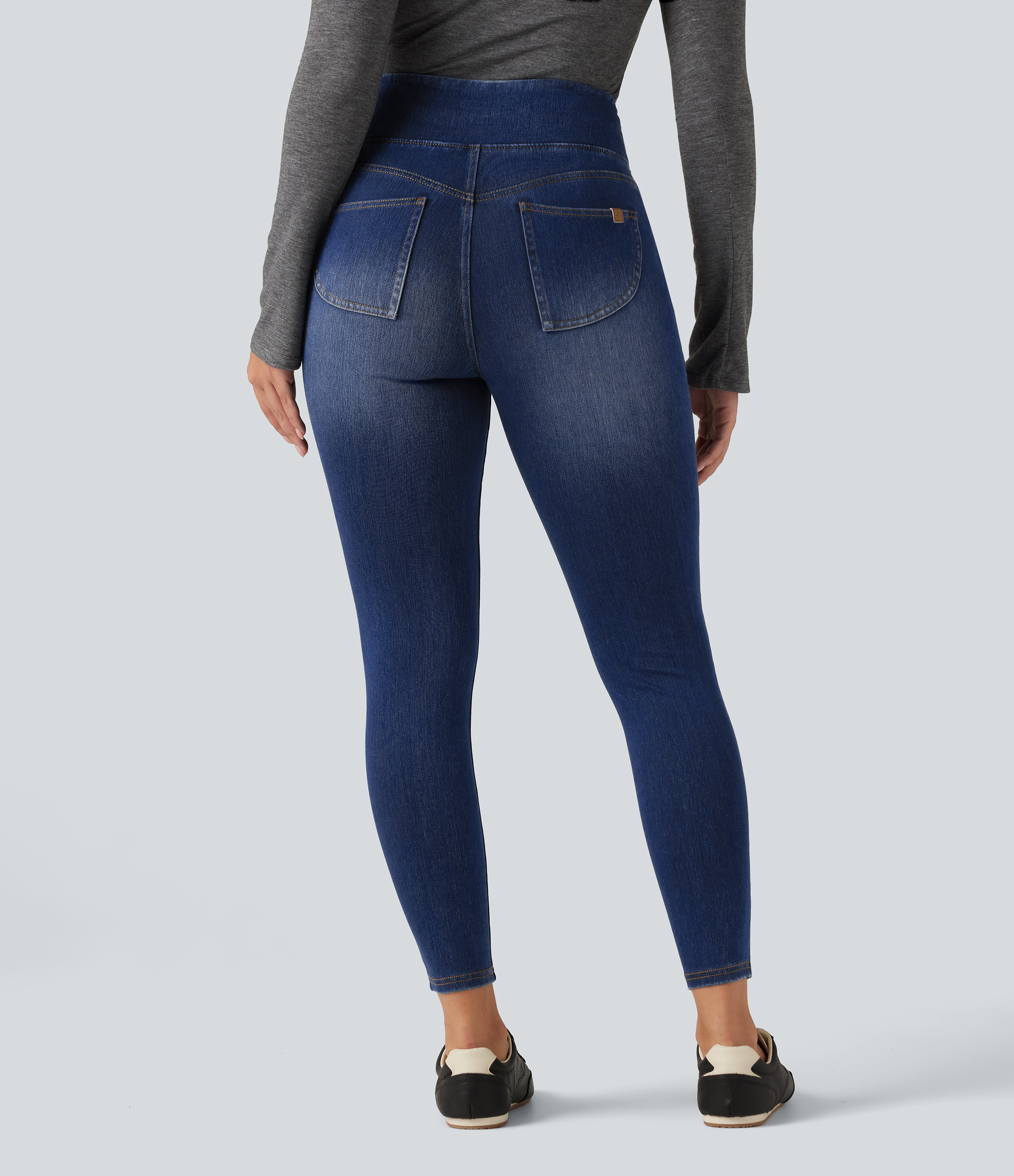 Estate Blue Denim Halara Flex™ High Waisted Tummy Control Skinny Denim Casual Jeans with Pockets / 2