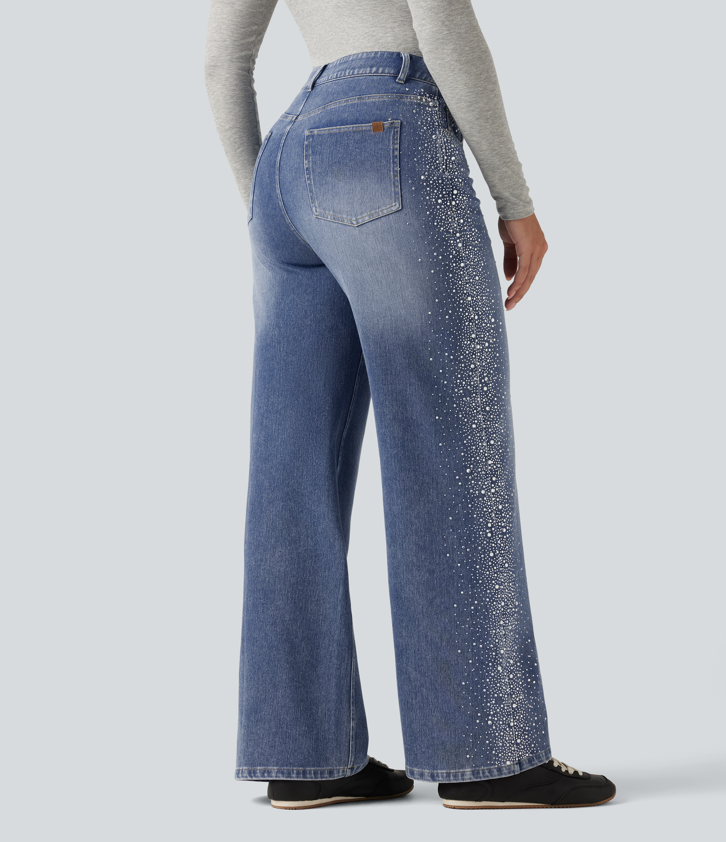  Blue Jasper Denim Halara Flex™ High Waisted Wide Leg Casual Jeans with Pockets / 2