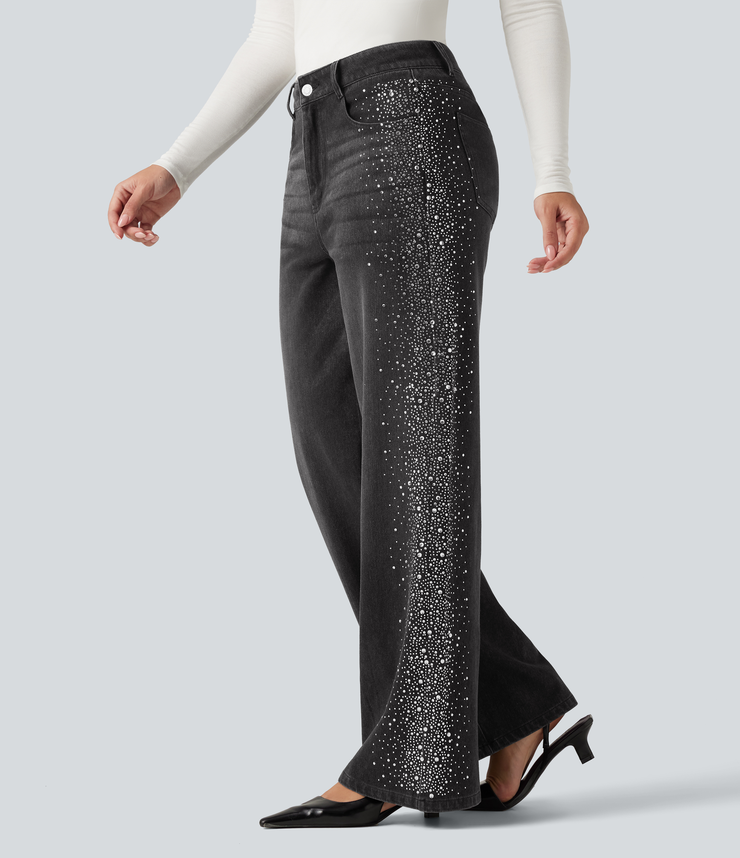 Halara Flex™ High Waisted Wide Leg Casual Jeans with Pockets