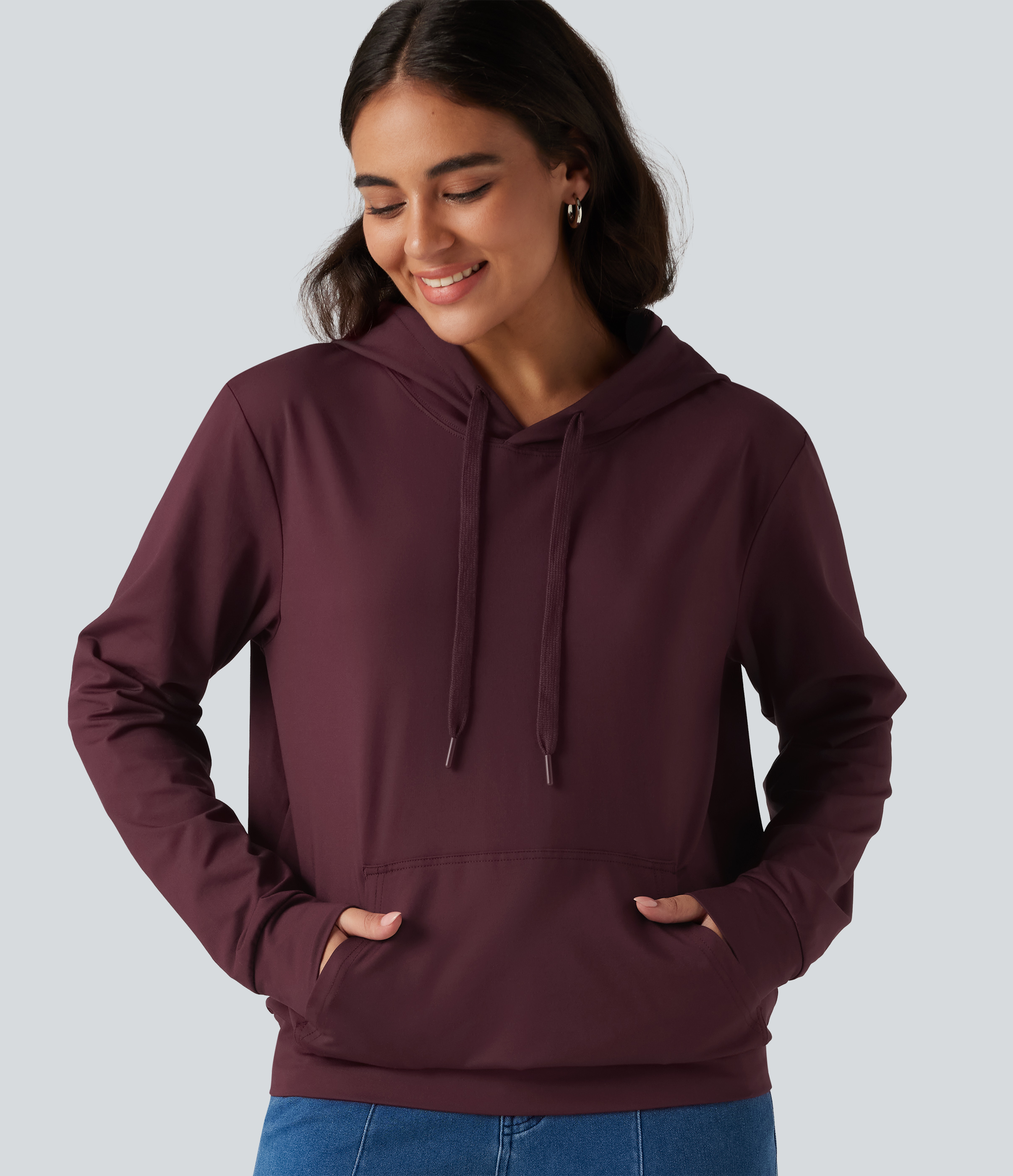 Hooded Long Sleeve Lounging Sweatshirt with Pocket