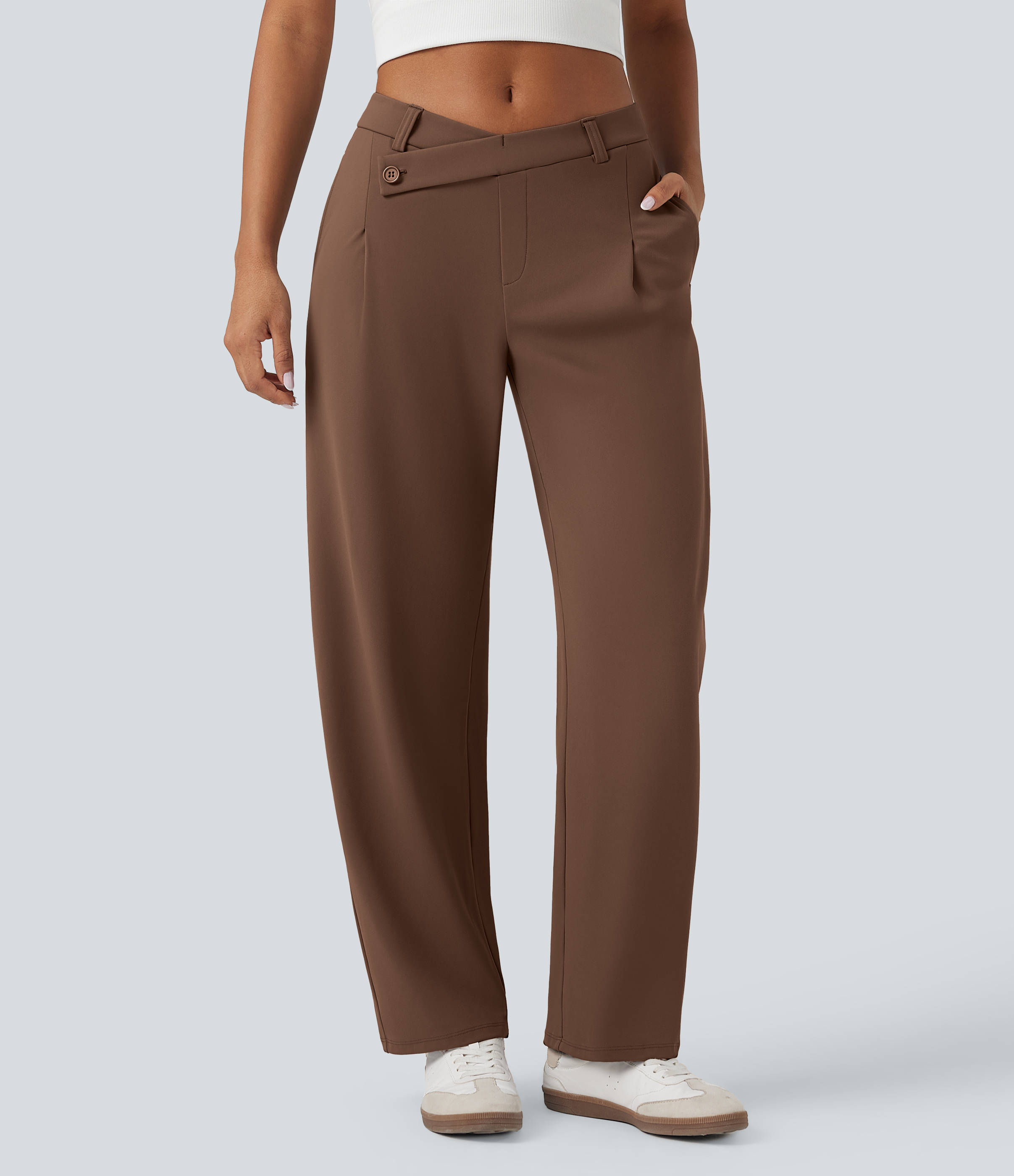 Pantalon tailleur fuselé asymétrique taille moyenne Halara Flex™ DayStretch avec poches